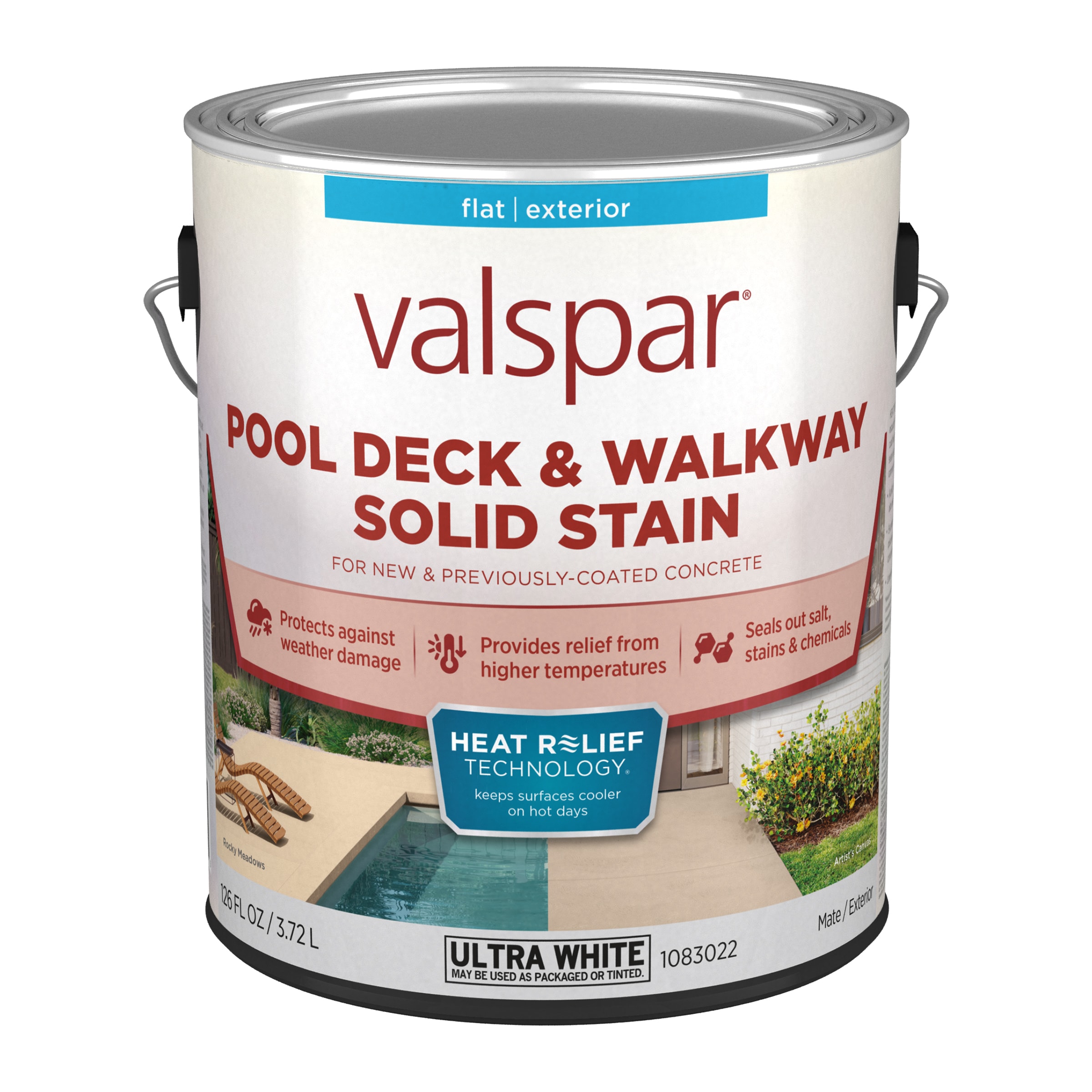 Valspar 024.1083022.007 Pool Deck Walkway Ultra White Acrylic Flat Concrete stain ( 1-gallon )