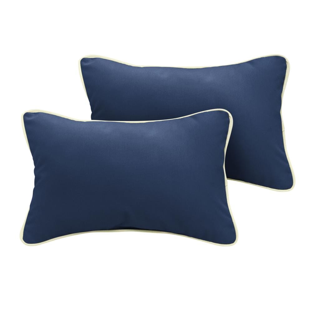Mozaic Company 2-Pack Sunbrella Solid Navy Rectangular Throw Pillow in ...