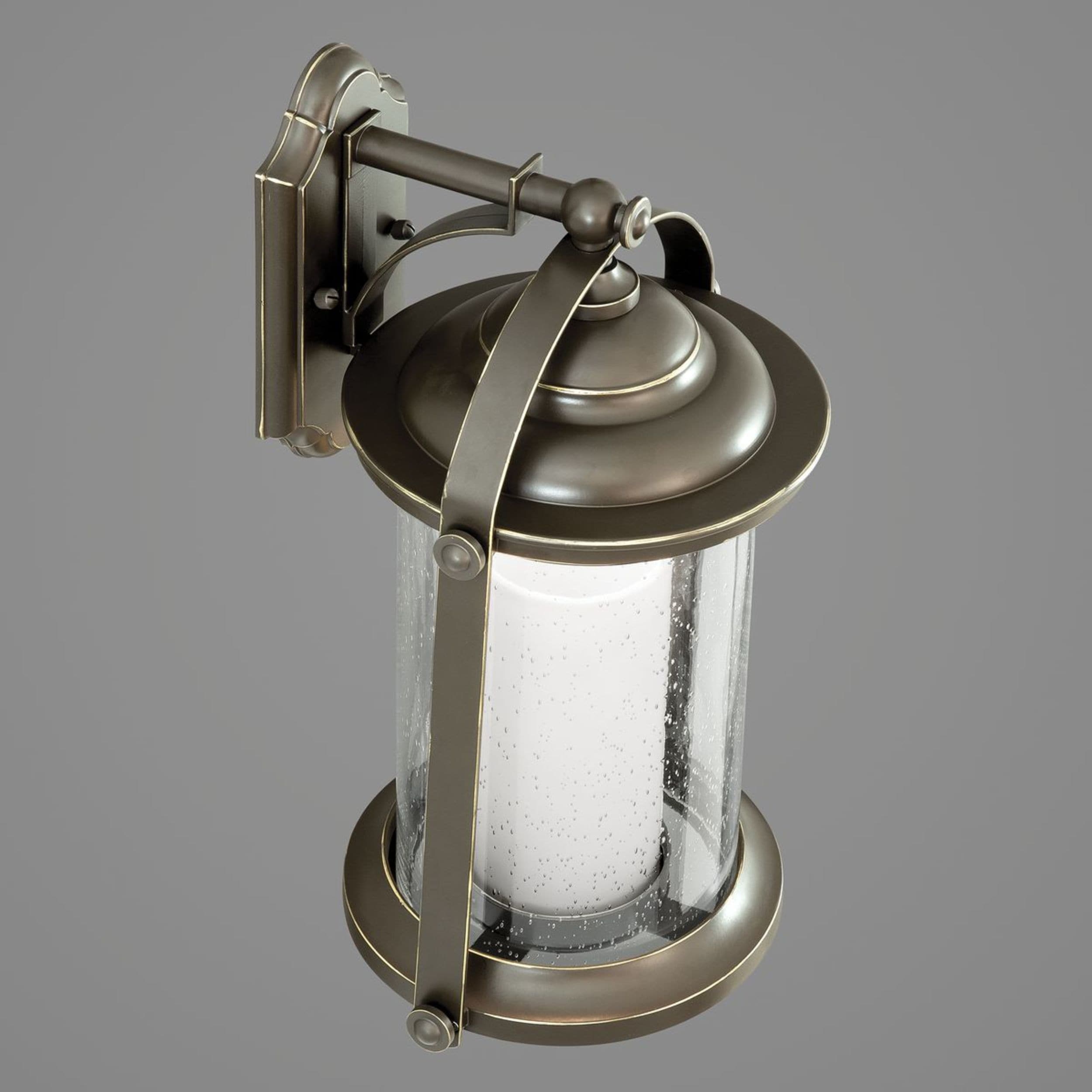 Whitacre Antique Bronze 14" LED Outdoor Wall Lantern with Seeded Glass