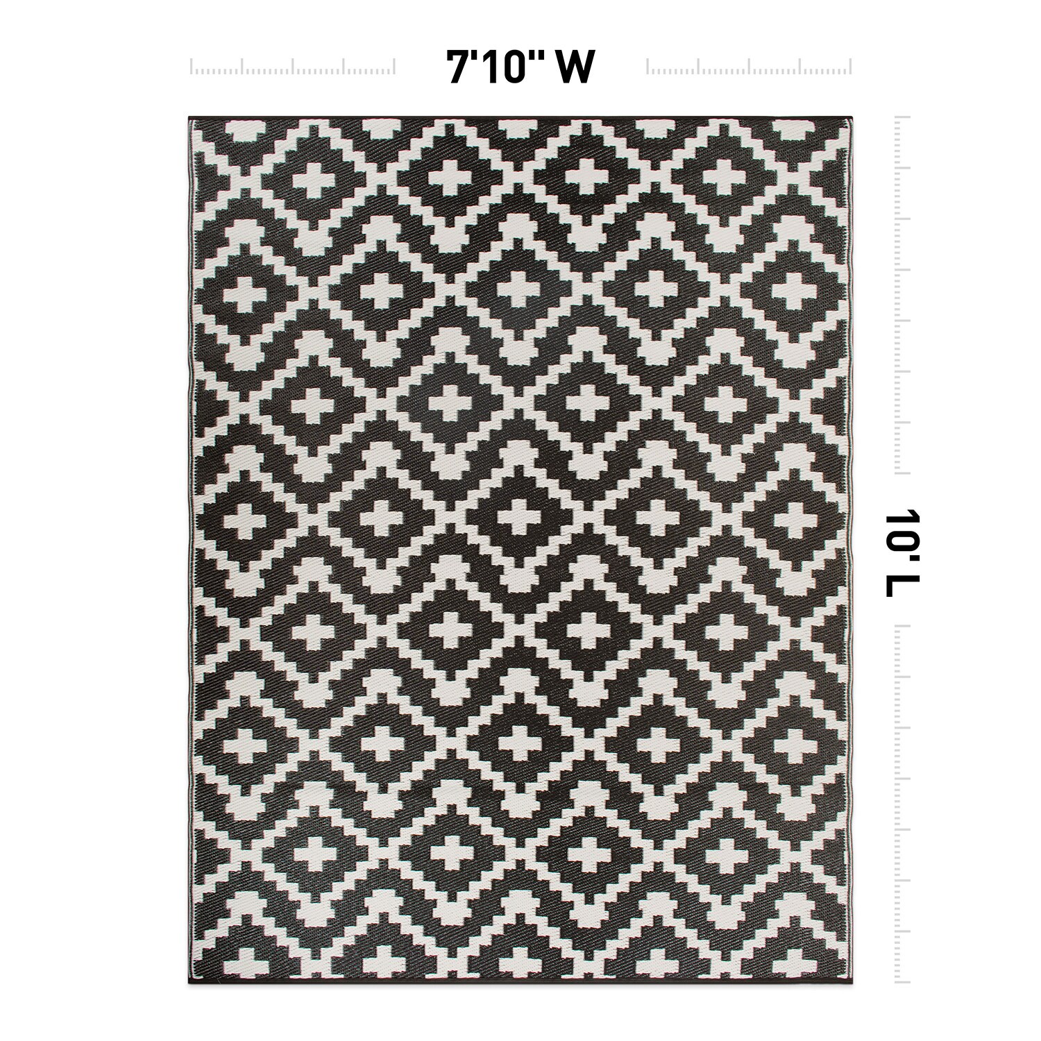 Playa Rug Milan Black White 8 ft. x 10 ft. Modern Plastic Indoor/Outdoor Area Rug