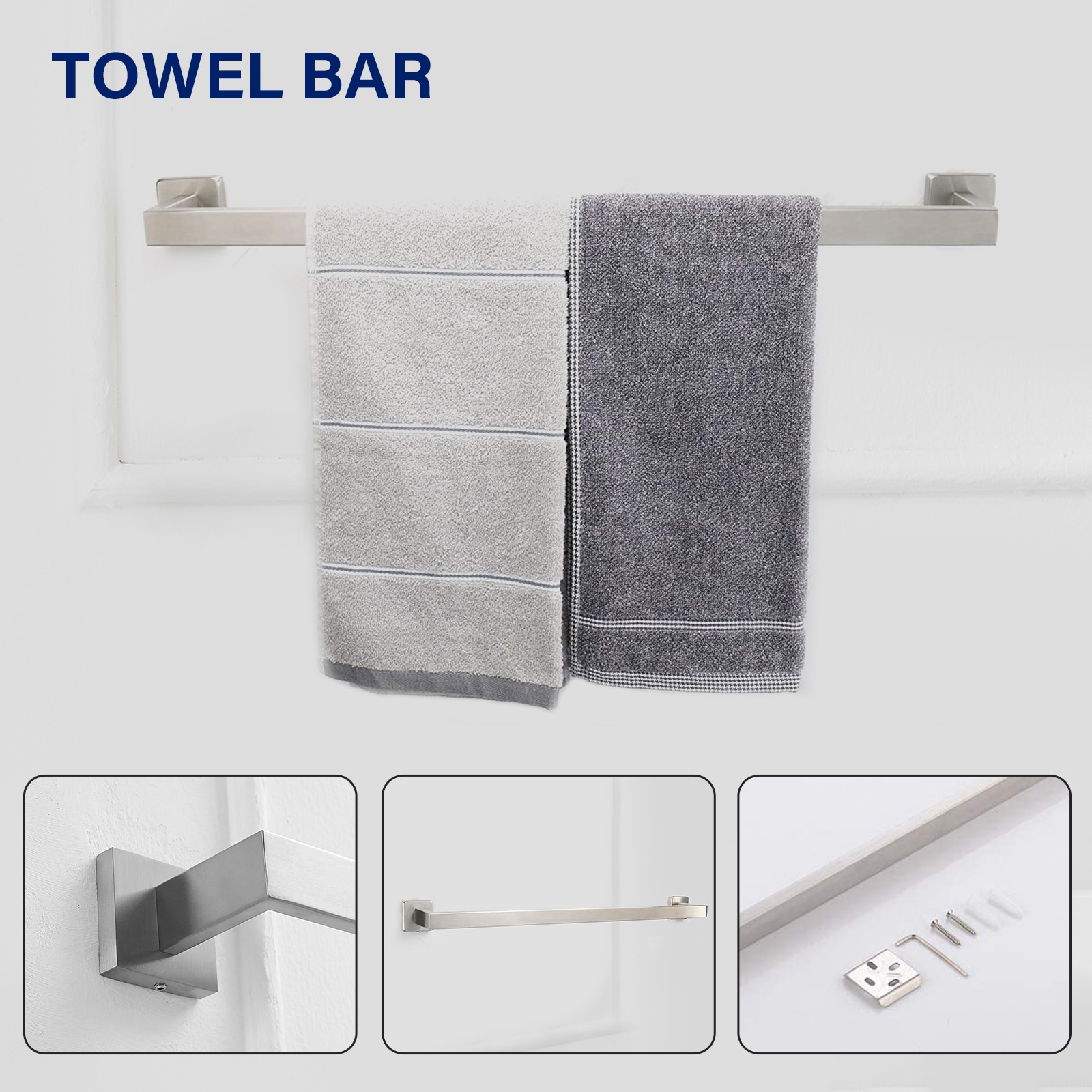 Brushed Nickel 24-Inch Adjustable Metal 4-Piece Bath Hardware Set
