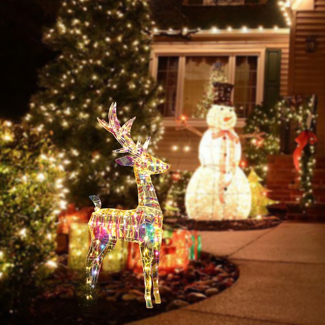 LuxenHome 55.12-in Reindeer Yard Decoration with White LED Lights in the  Outdoor Christmas Decorations department at