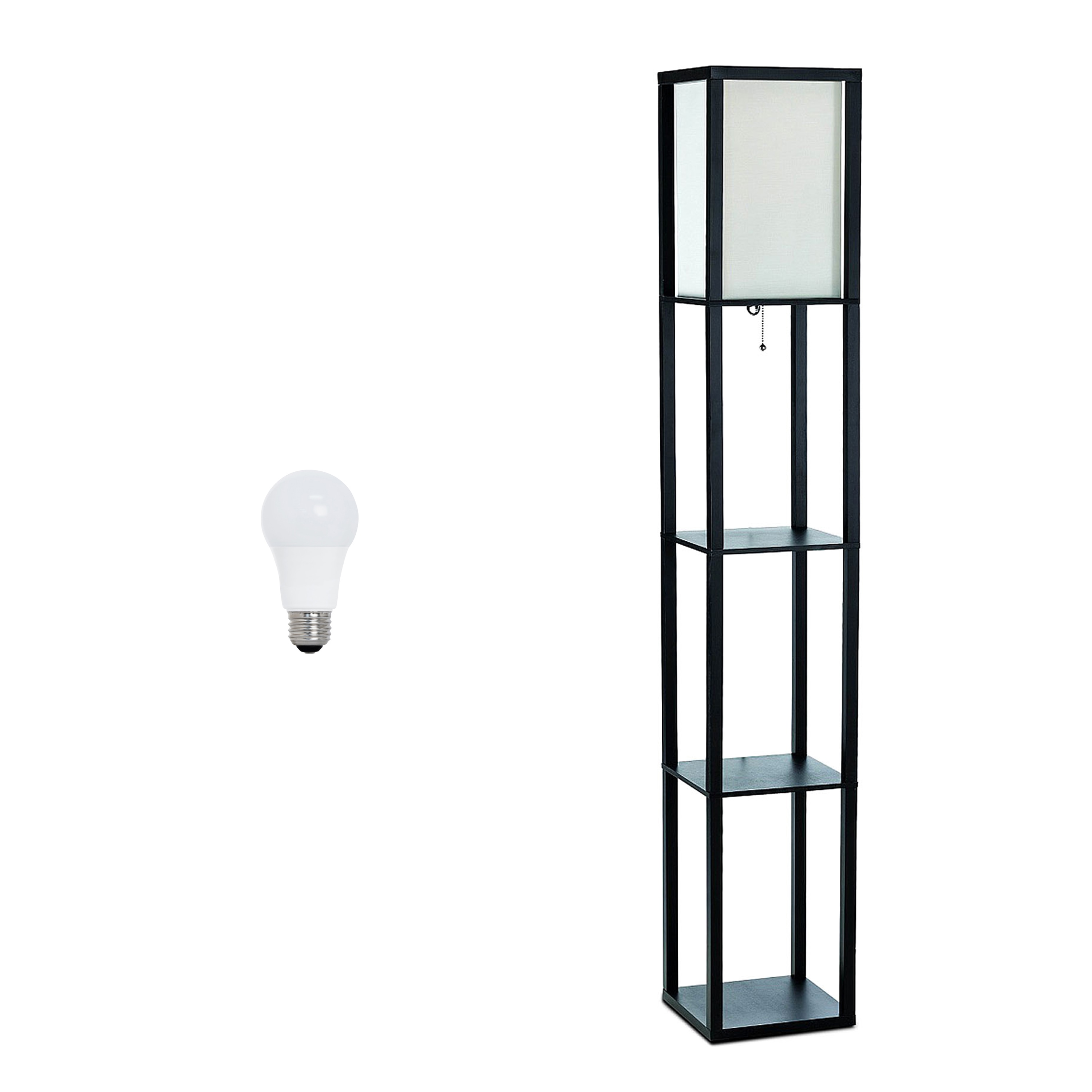 Lalia Home LHF-3004-BK-LB Classix 62.5-in Black Shelf Floor Lamp with Linen Shade