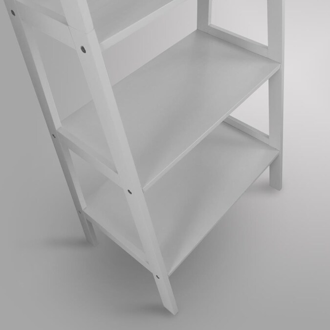Casual Home Ladder White Wood 5 Shelf, 72 In White Wood 5 Shelf Ladder Bookcase