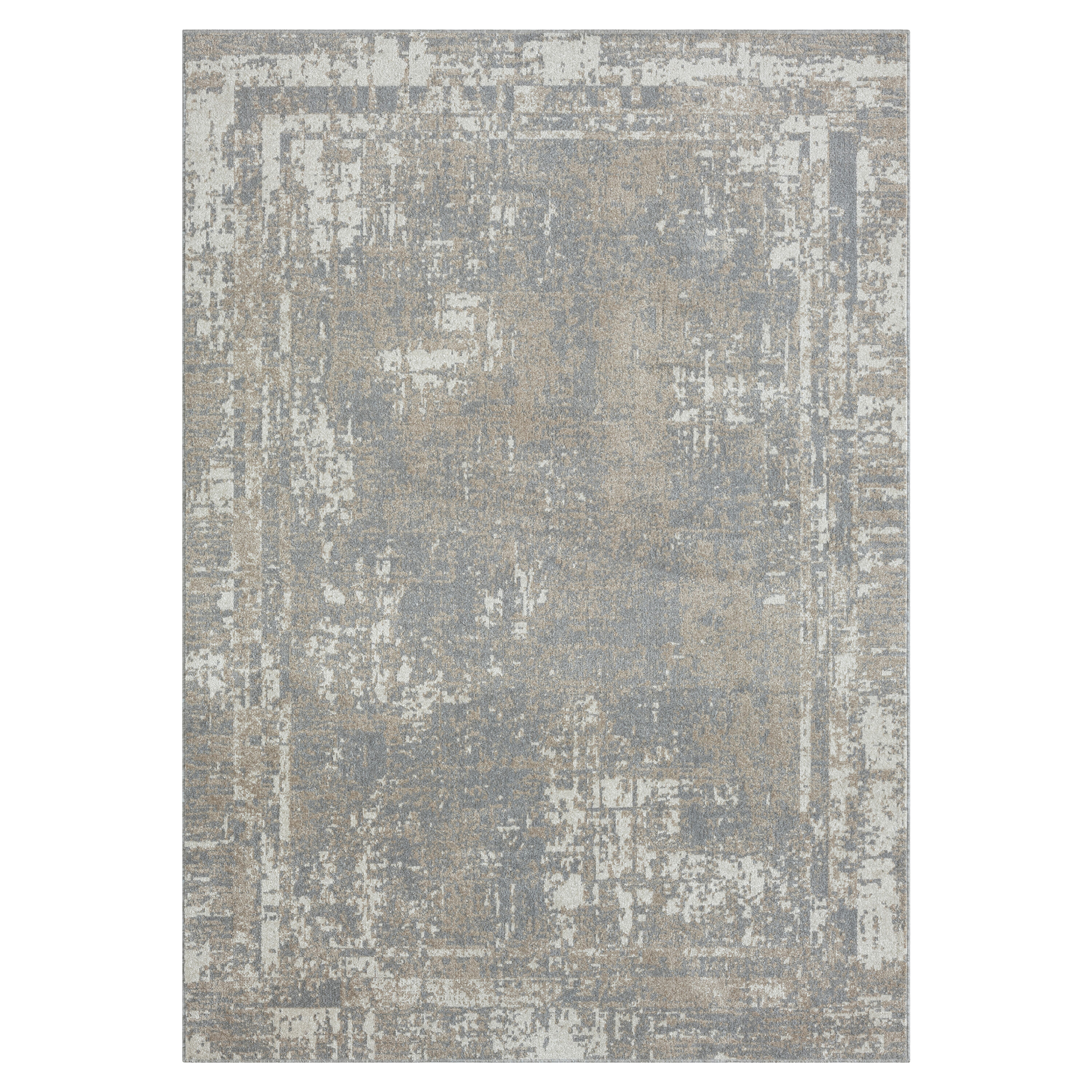Lellani Gray Abstract Washable 5' x 7' Area Rug