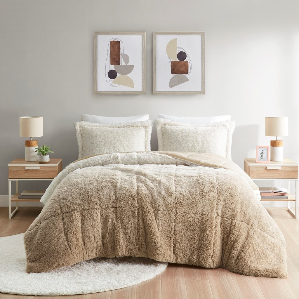 Tinyhomie Ombre Shaggy Long Fur Comforter Mini Set