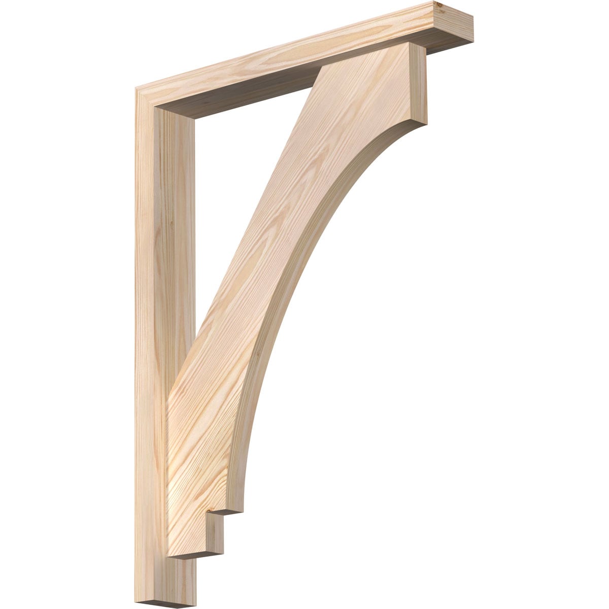 Ekena Millwork 1462922 Imperial Block Smooth Bracket with Offset Brace Douglas Fir Wood Standard Bracket