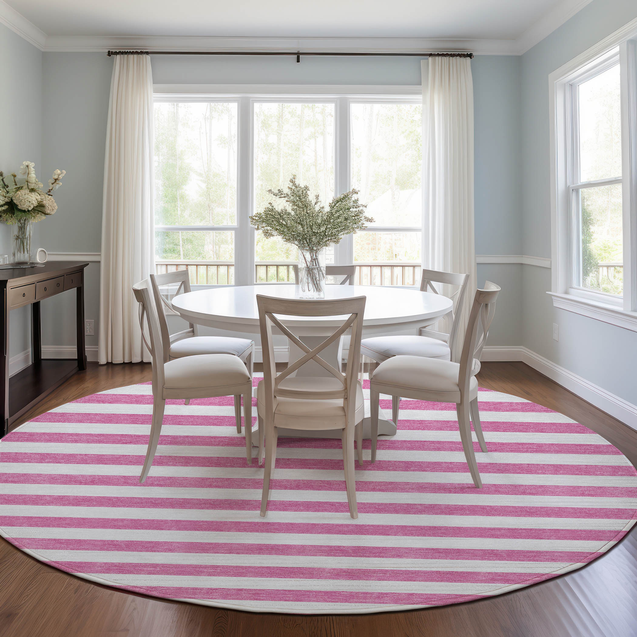 Addison Rugs ACN528PI8RO Chantille ACN528PI 8 x 8 (ft) Polyester Pink Round Indoor/Outdoor Abstract Machine washable Area rug