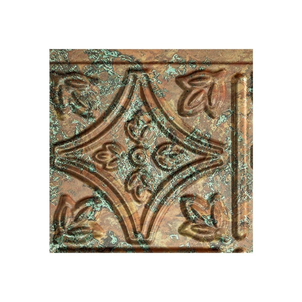 Fasade X5011 Sample 6-in x 6-in Plastic Copper Fantasy Backsplash Panels