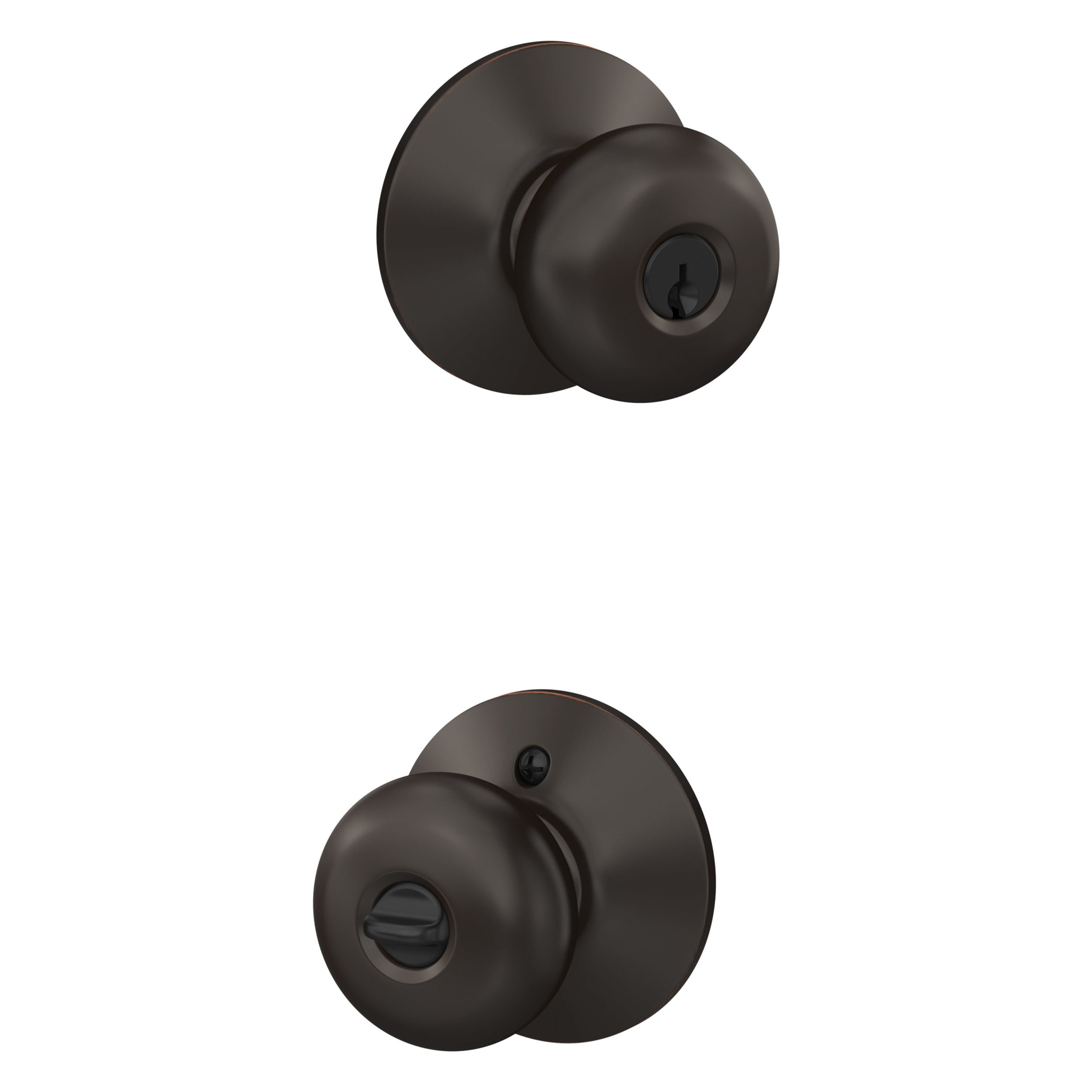 Schlage F51A PLY 716 G Customizable Keying Plymouth Aged Bronze Exterior Keyed Entry Door Knob