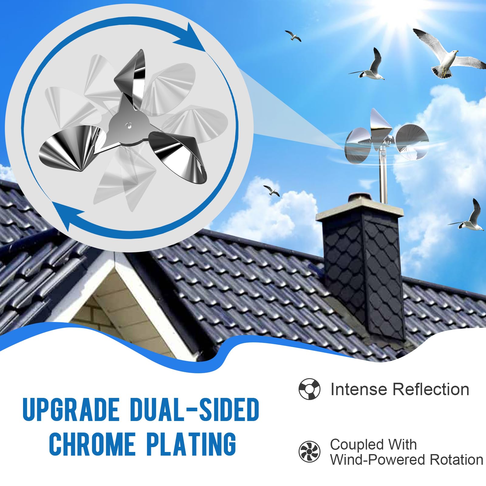 Justincity 2 Pack Bird Reflectors Spinning Wind Powered Bird Scare ...