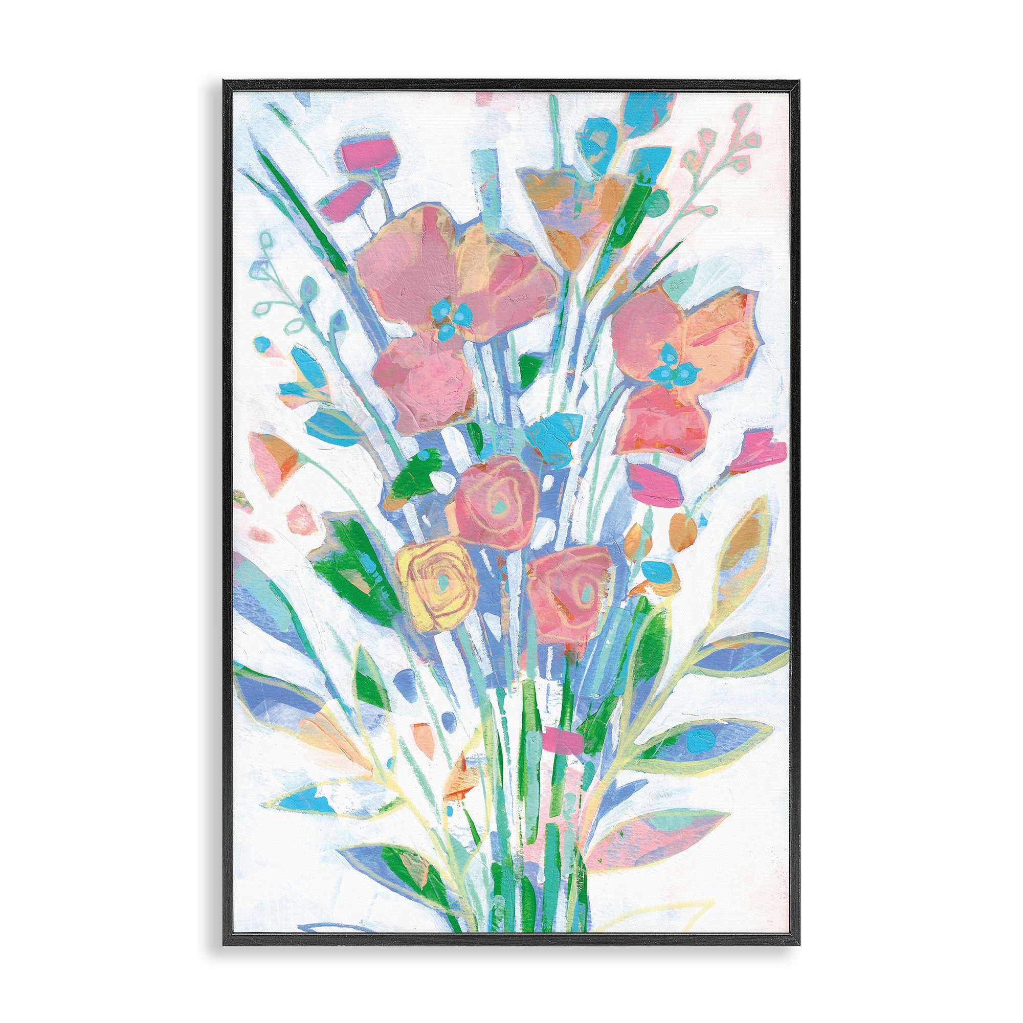 Stupell Industries  Pastel Joyful Bouquet Black Framed Giclee Art By Stephanie Fielden 16 x 24
