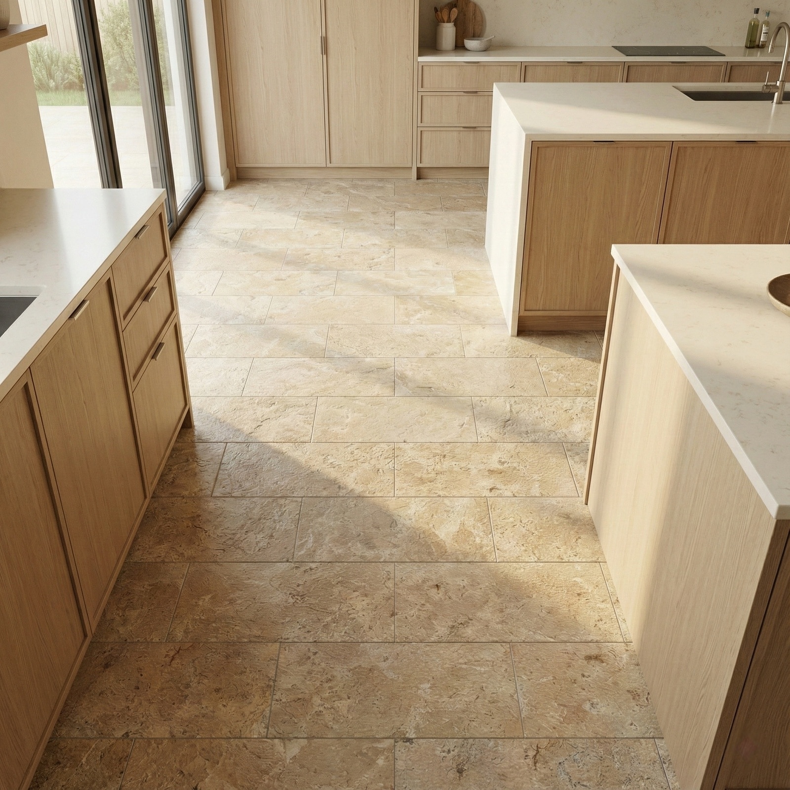 LIVACA 12 inch x 24 inch Gold Yellow Beige Natural Marble Leather Finished Wall and Floor Tile with Unique Textured Surface