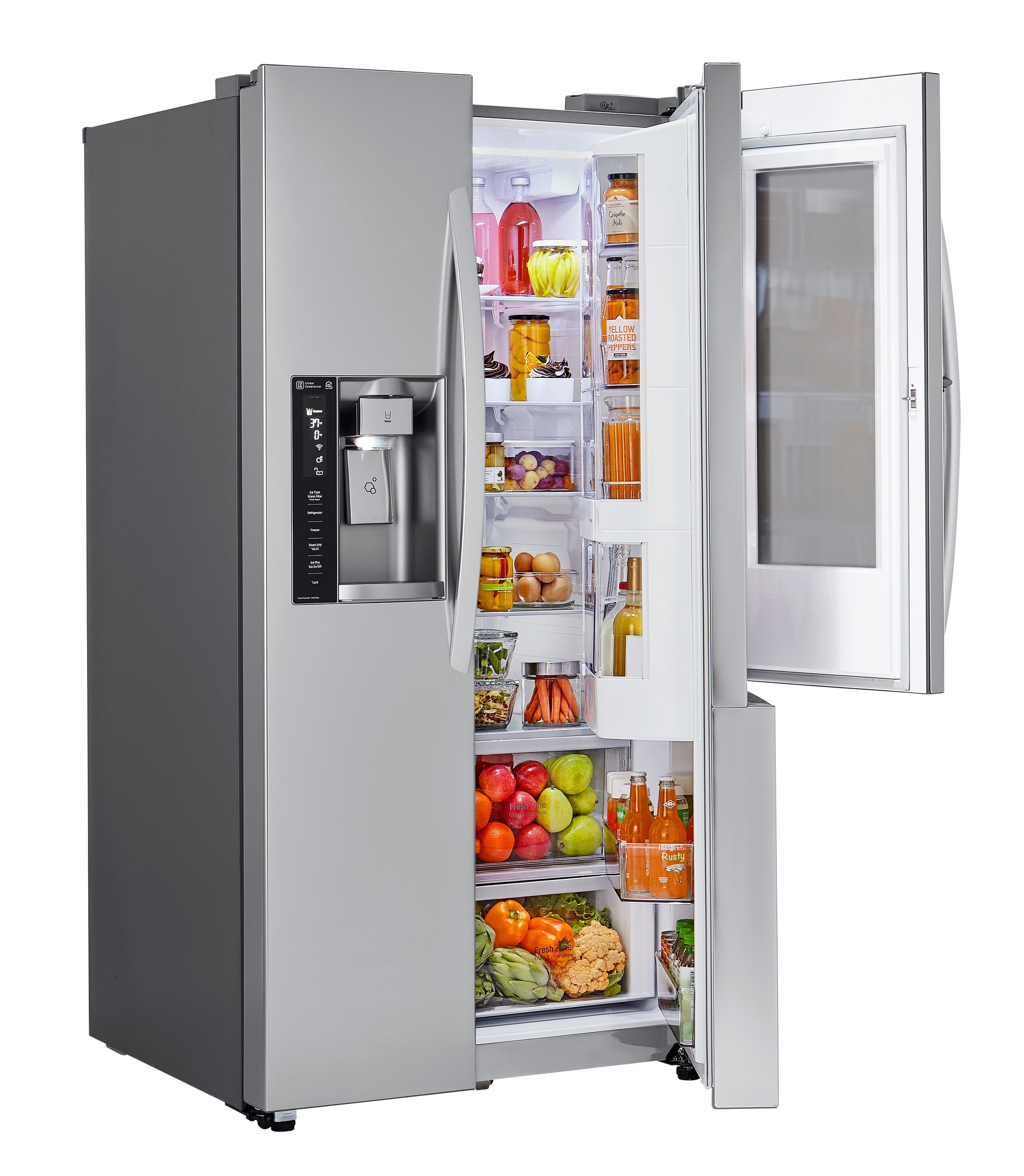 LG InstaView 21.7-cu ft Counter-depth Smart Side-by-Side Refrigerator ...