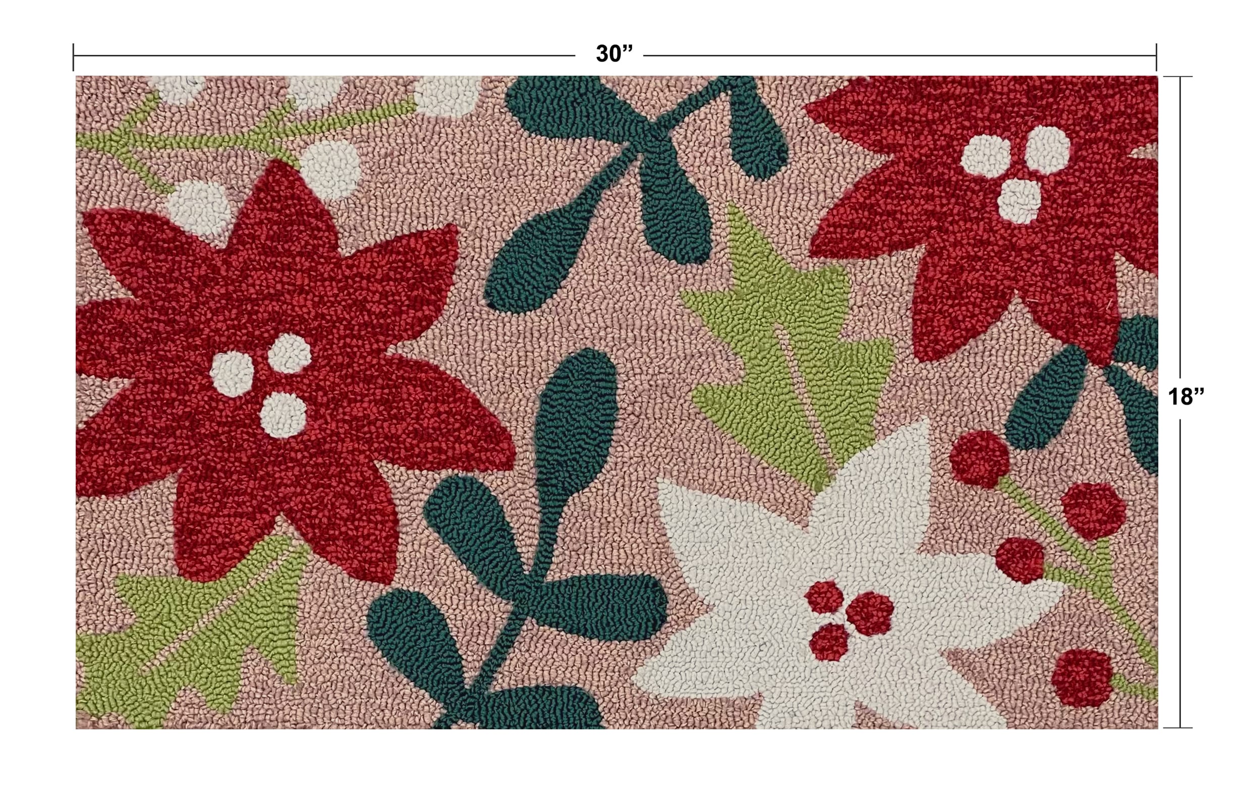 Indoor/Outdoor Poinsettia Hooked Polypropylene Accent Rug