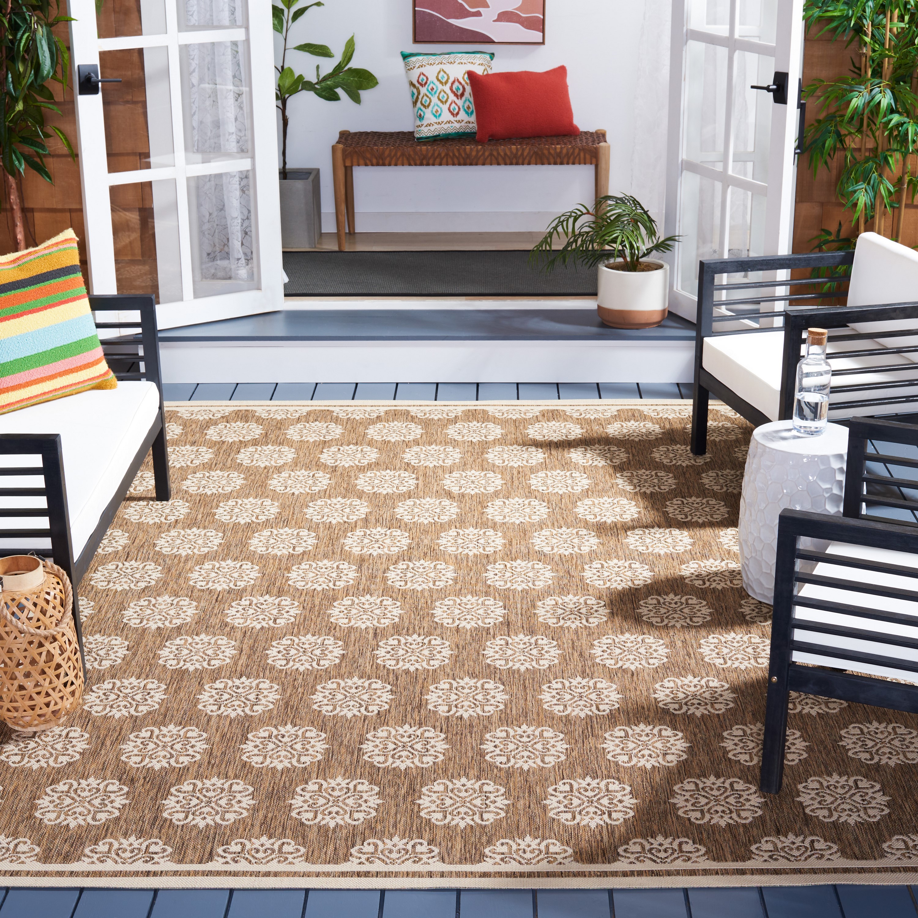 Safavieh BHS181B-9 Beach House Zelda 9 x 12 (ft) Loomed Polypropylene Beige/Cream Rectangular Indoor/Outdoor Abstract Farmhouse/Cottage Area rug
