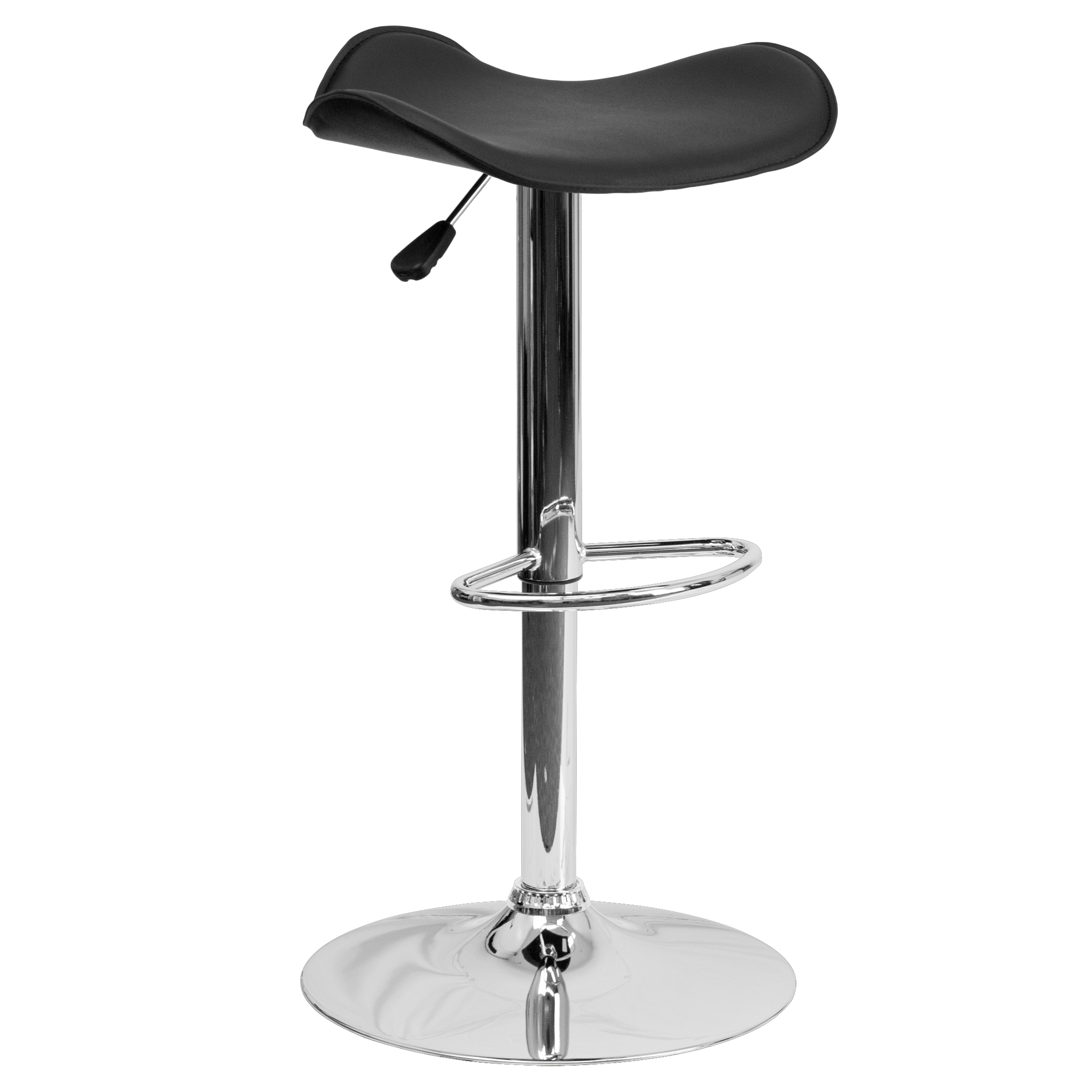 Flash Furniture 847254066815 Black 23.75-in H Adjustable Height Short Saddle seat Upholstered Swivel Metal Bar Stool
