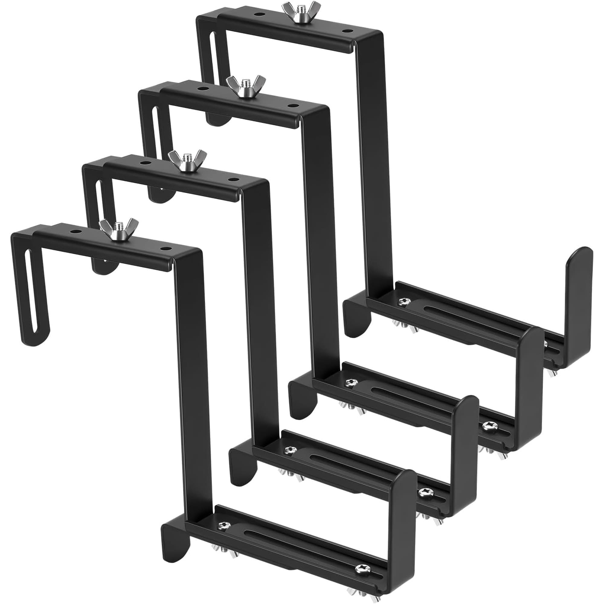 Angel Sar 4 Pack Adjustable No Drill Planter Box Brackets for Deck Railings Outdoor Planters Flower Boxes