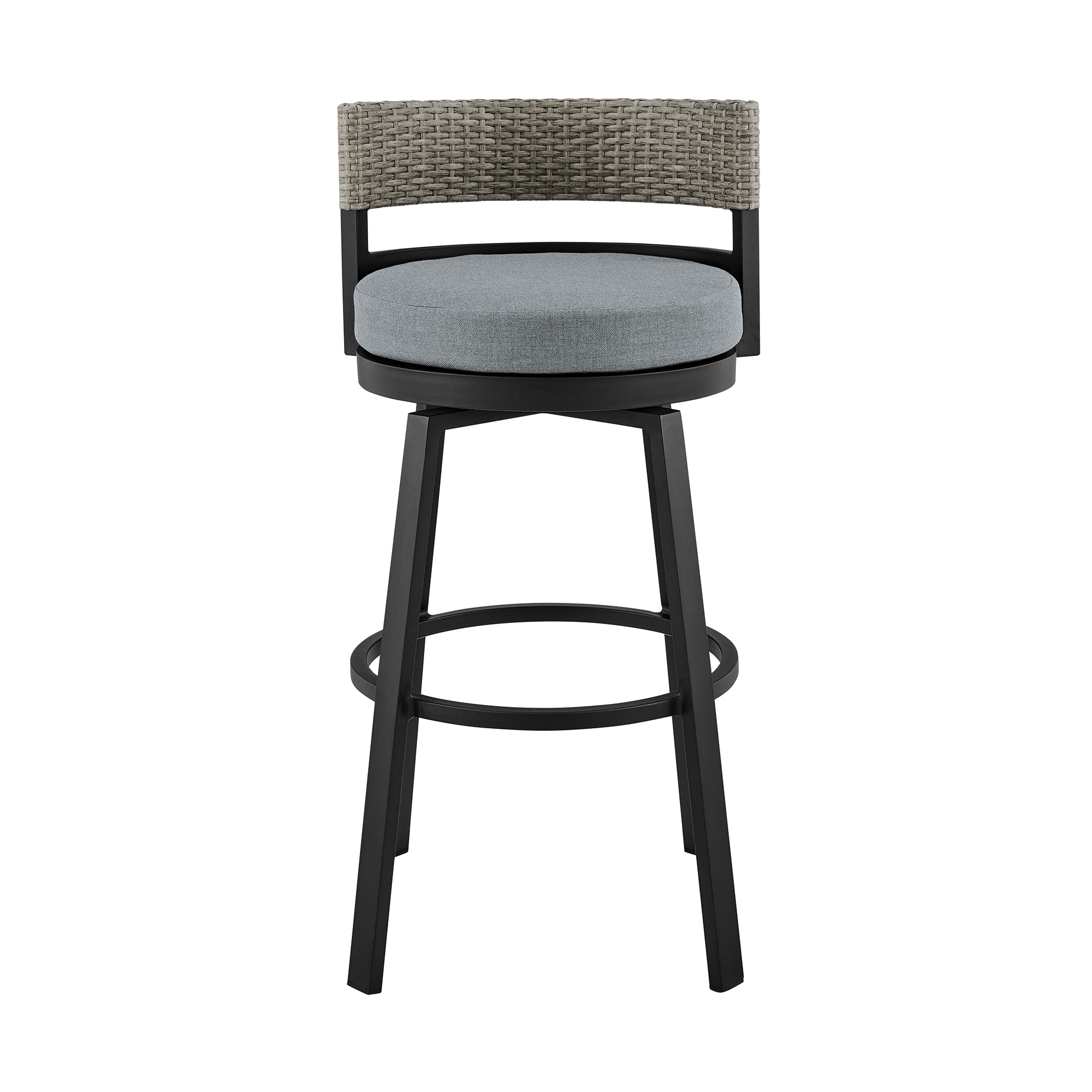 Armen Living LCECBAGR26 Clear 28.0-Inches H Bar height Bucket seat Upholstered Metal Bar Stool with Arms and Back
