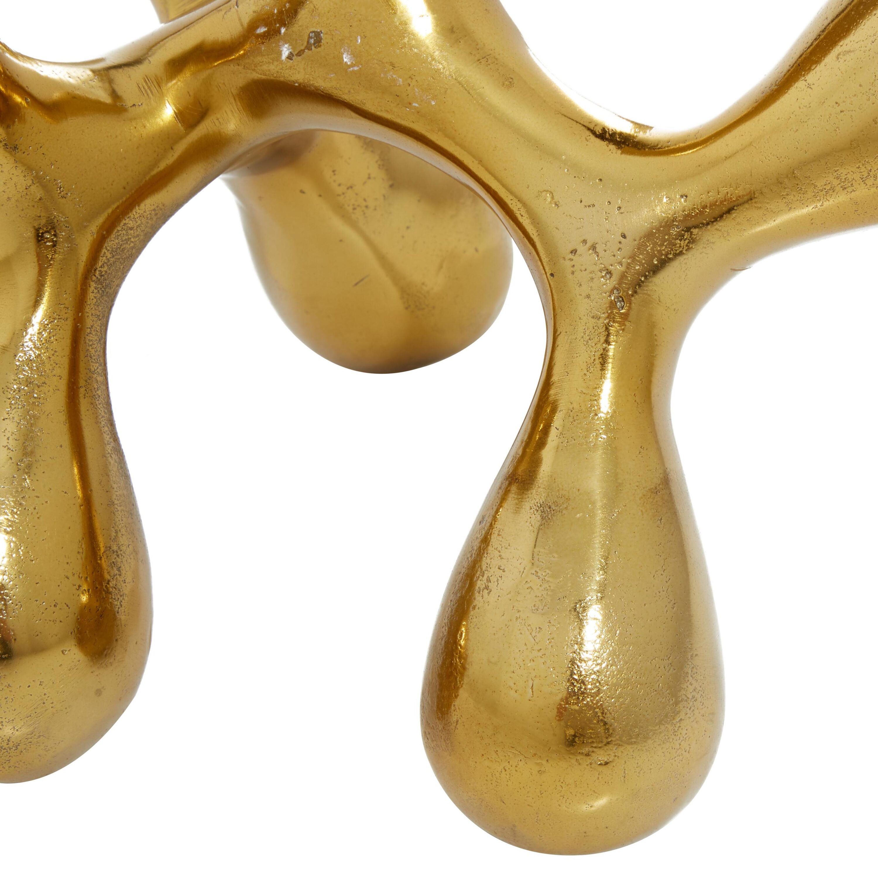 Abstract Metallic Gold Balloon Sculpture 11" Aluminum Statue