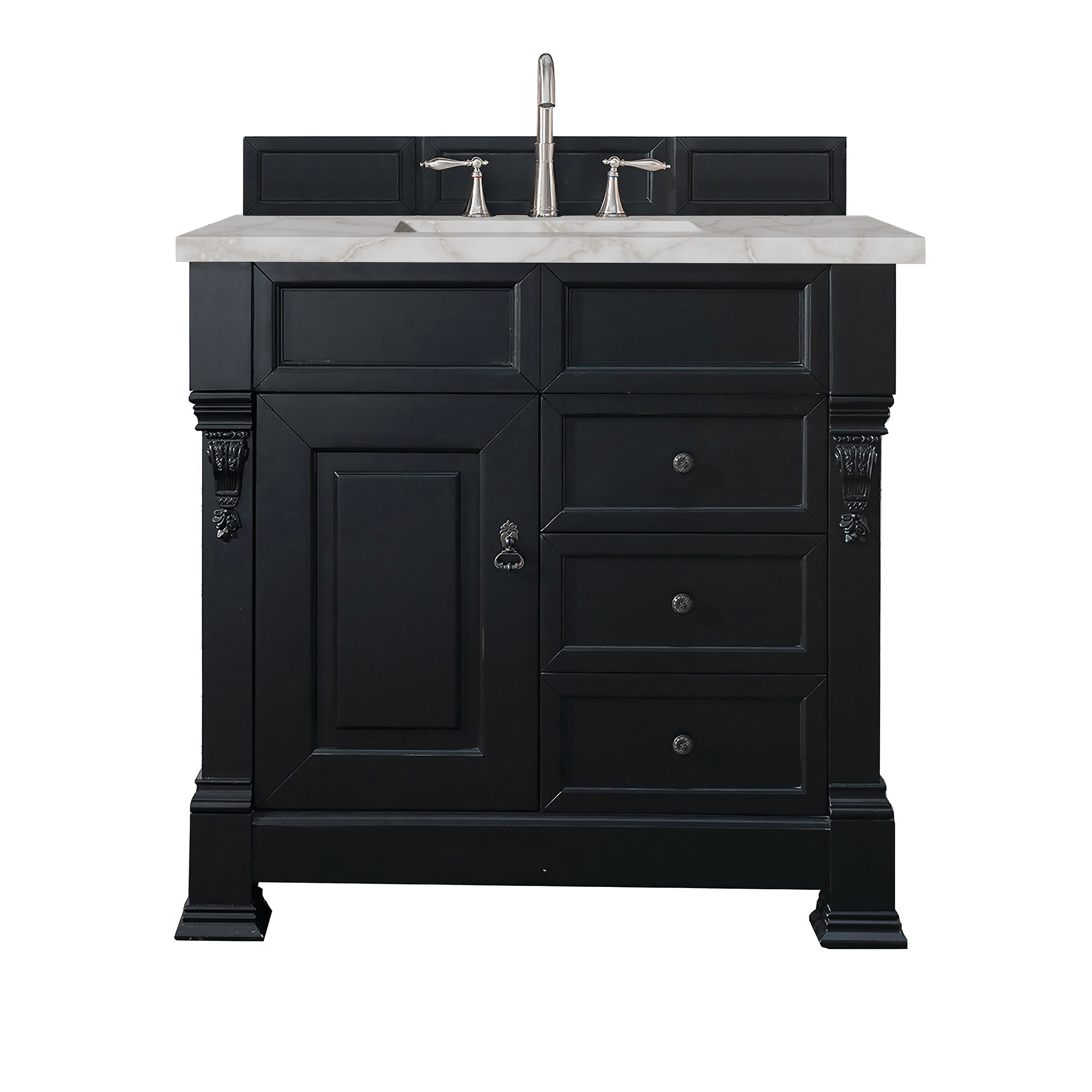 James Martin Vanities Brookfield 36-in Antique Black Undermount Single ...