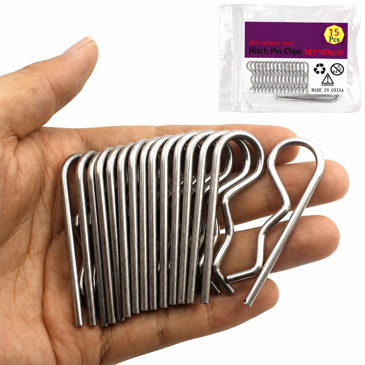 KHKFY  Heavy Duty Hitch Pins Clip R Clips Cotter Pins Stainless Steel Spring Retaining Wire Hair Pins Large for Trailer Tractors Mower Carts Truck
