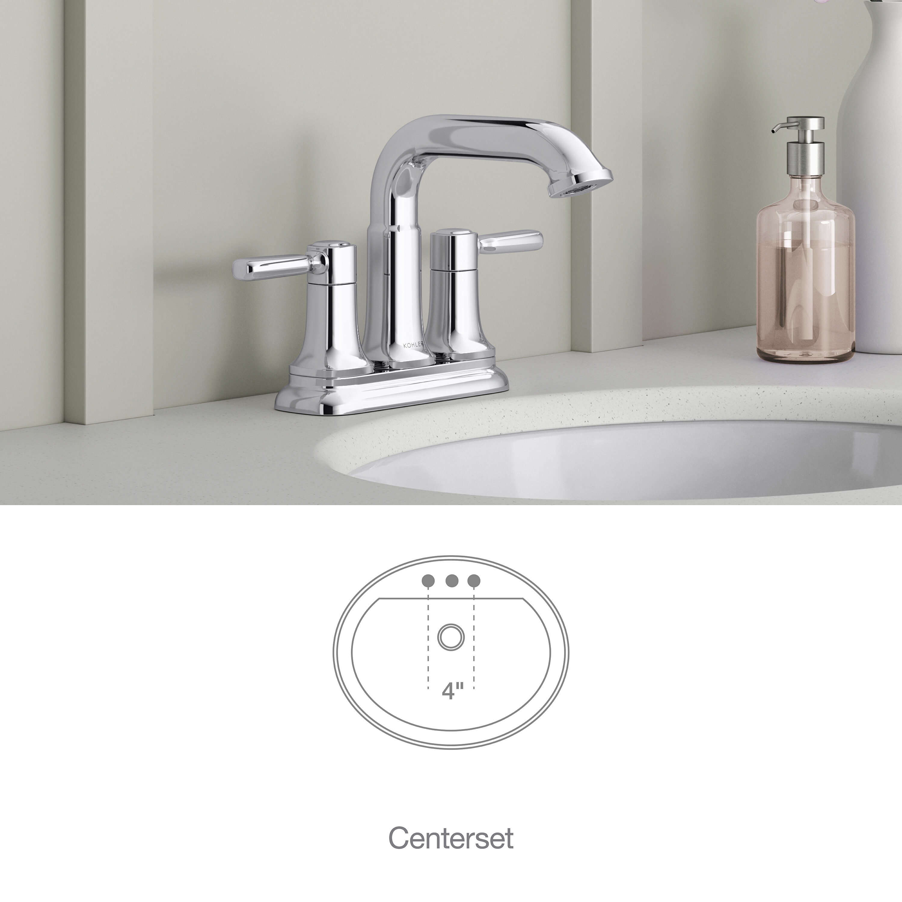 KOHLER Ealing Polished Chrome 4in centerset 2Handle WaterSense