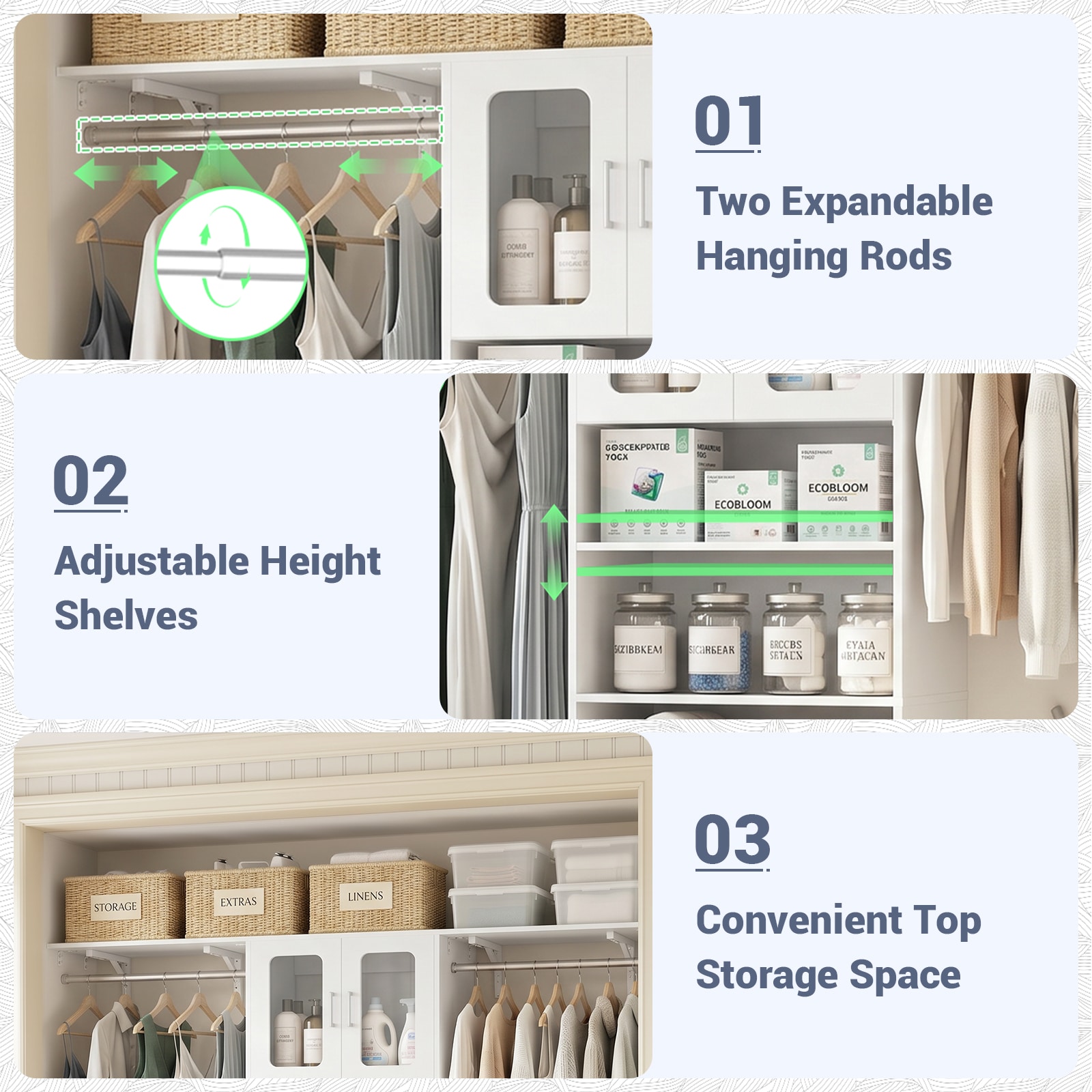 Aheaplus HLOD2S-WHITE Wood-Closet-Kits - View #4