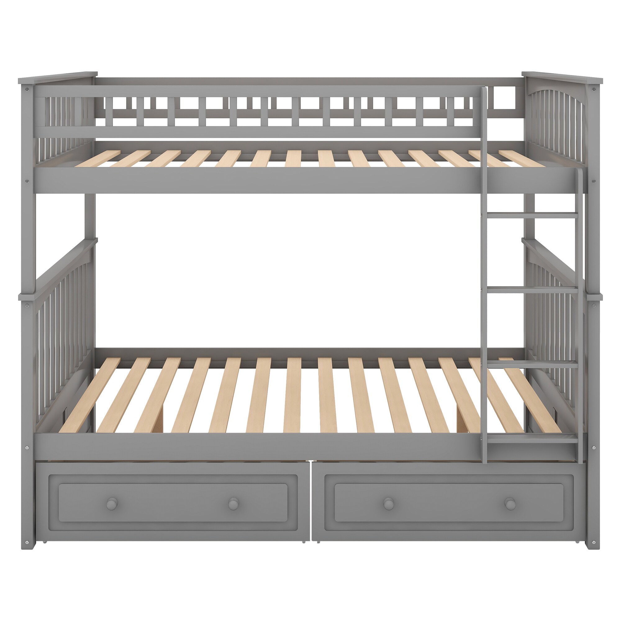 Qualler Full Over Full Bunk Bed with Built-in Ladder and Storage ...