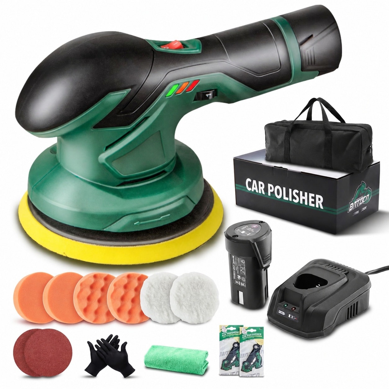 KHKFY  Cordless Car Buffer Polisher 1 pcs Brushless Motor Lightweight DA Orbital Buffer with 6 Variable Speed for Car Detailing Polishing Waxing