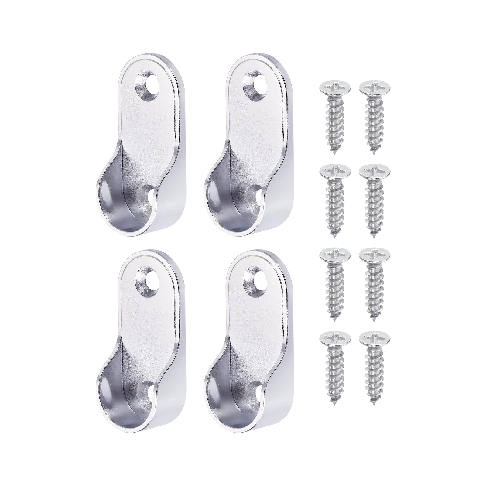 Aoibox  0 75 in Dia Oval Closet Rod End Supports in Silver Zinc Alloy with Nickel Plating 2 Hole Screw Mount