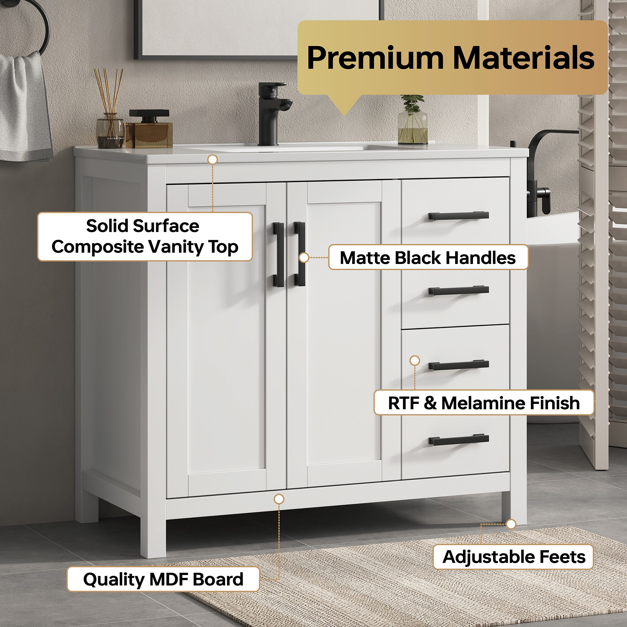 DELUXE LIVING V24033KD-36W Bath-Vanity-Combo - View #3