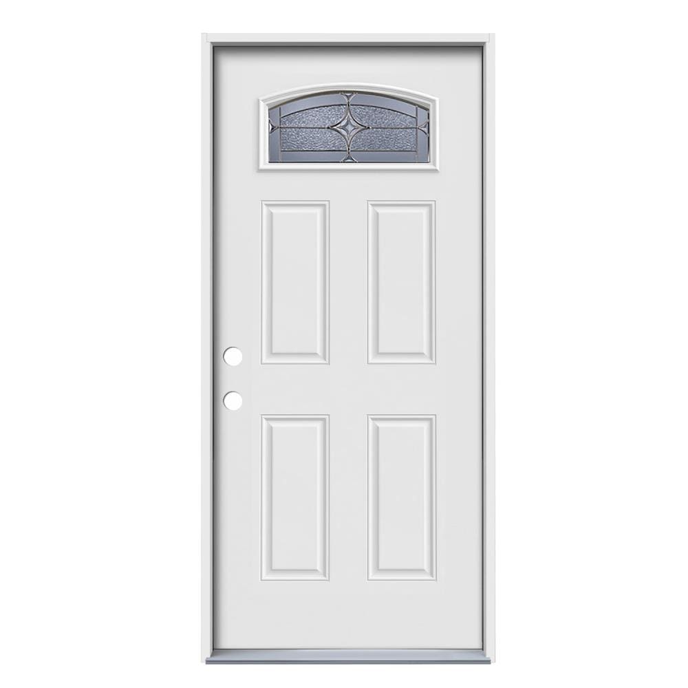 JELD-WEN JW228100001 Astrid 36-in x 80-in x 4-9/16-in Steel 1/4 lite Right-hand inswing Primed Prehung Front Door Insulating core