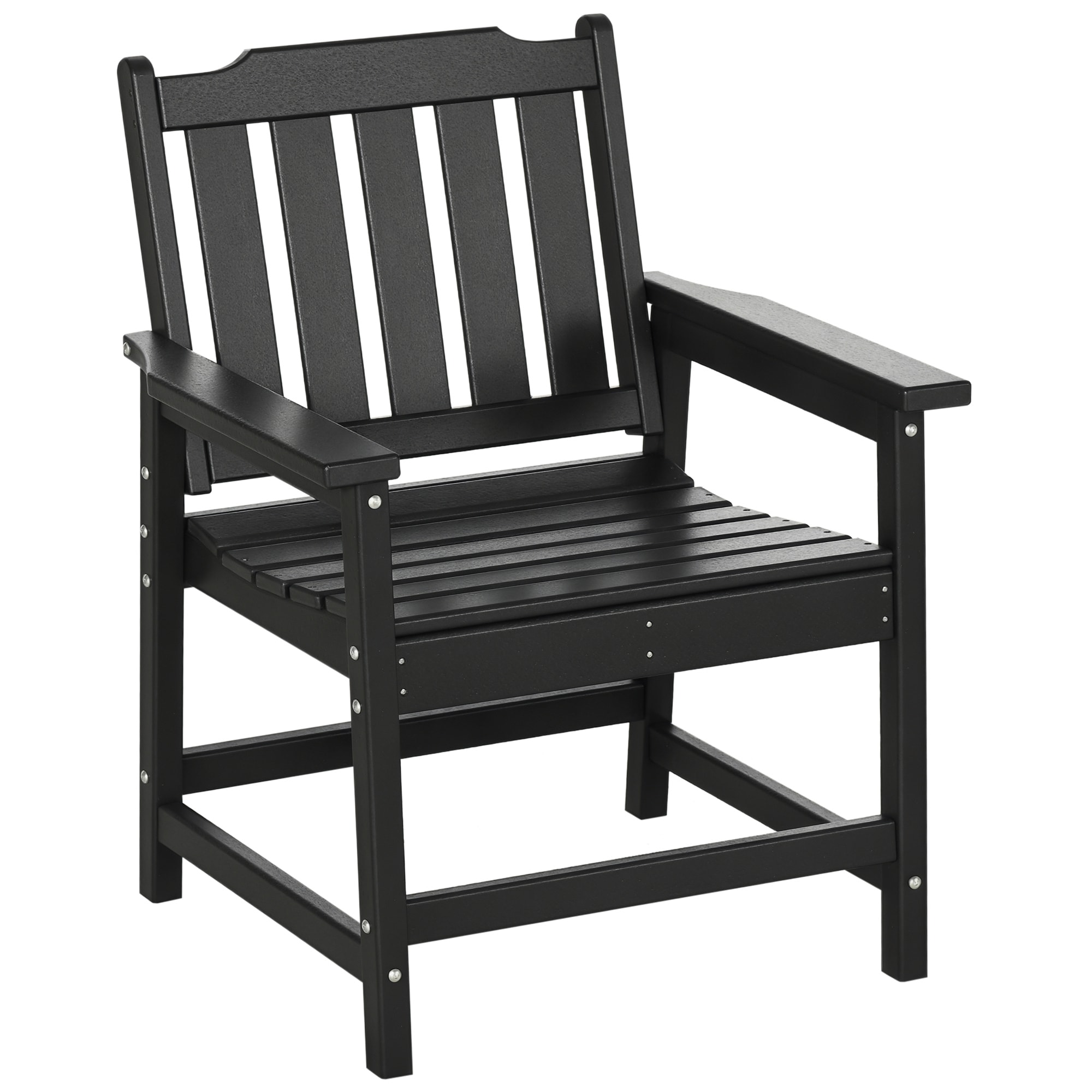 Outsunny  All-Weather Patio Chair HDPE Patio Dining Chair Heavy Duty Wood-Like Outdoor Furniture Black