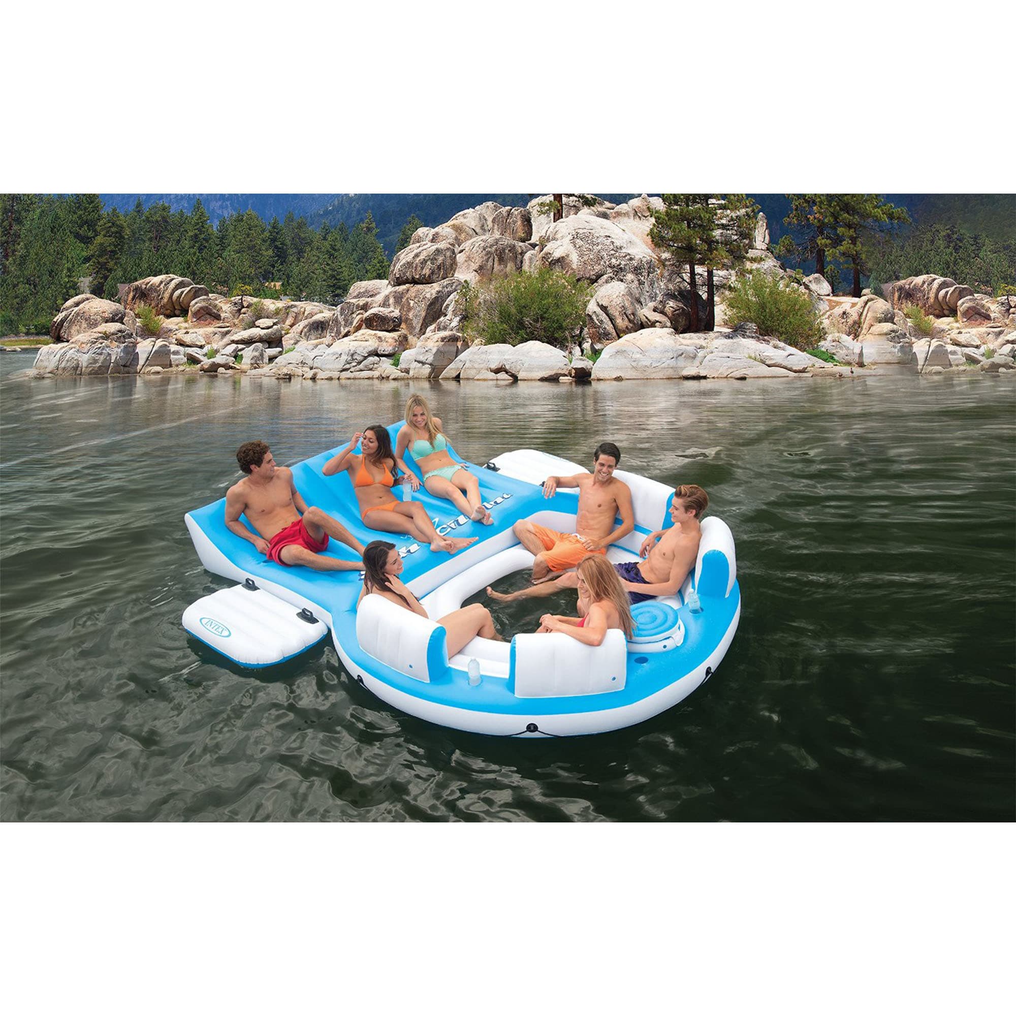 Intex 145-in x 125-in 7-Seat Blue Inflatable Lounger in the Pool Toys &  Floats department at