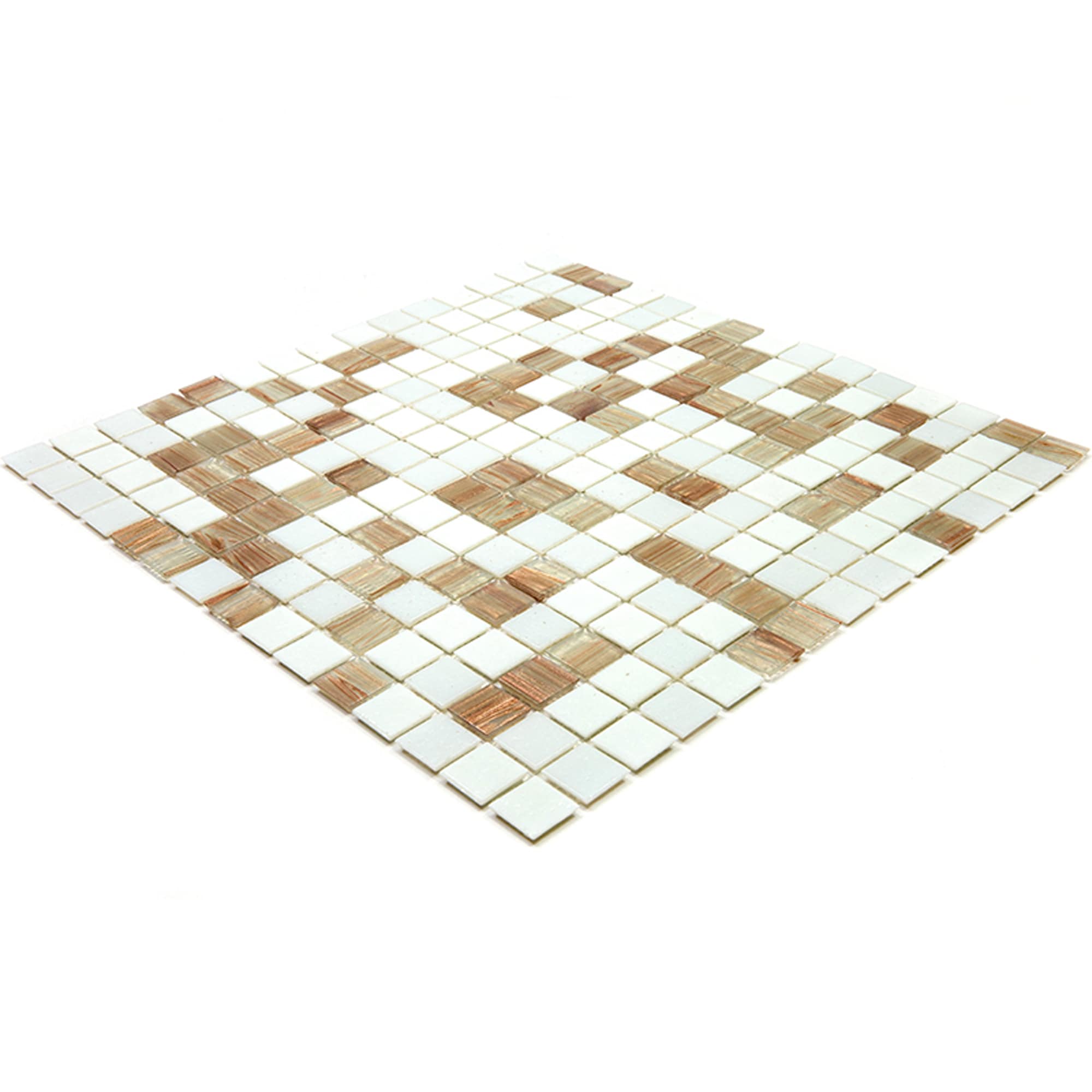 Apollo 12" x 12" Glossy White and Beige Glass Mosaic Tile