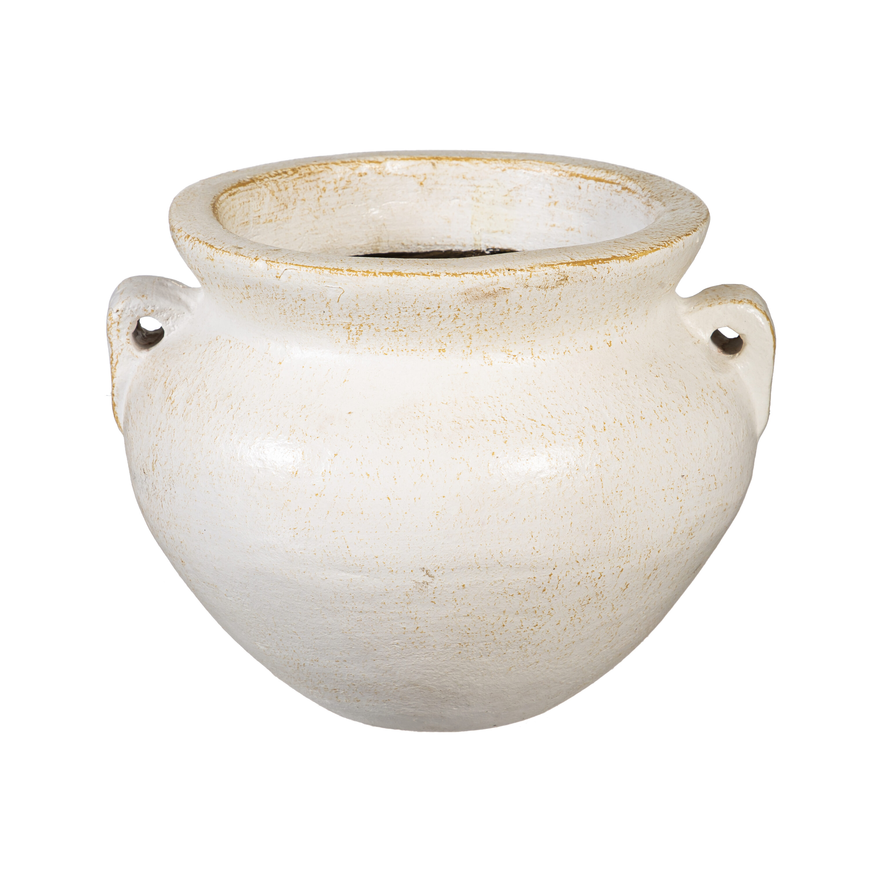 Style Selections ZLW84G2452C Urn 12.5-in W Small White Clay Indoor/Outdoor Planter with Drainage Holes