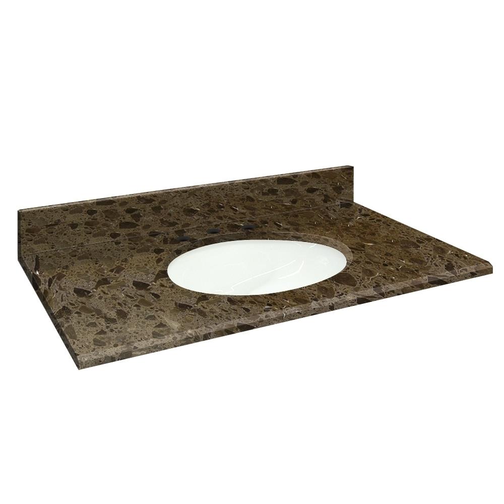 Transolid 31-in Cacao Nougat Natural Marble Single Sink Bathroom Vanity Top Transolid 31-in Cacao Nougat Natural Marble Single Sink Bathroom Vanity Top