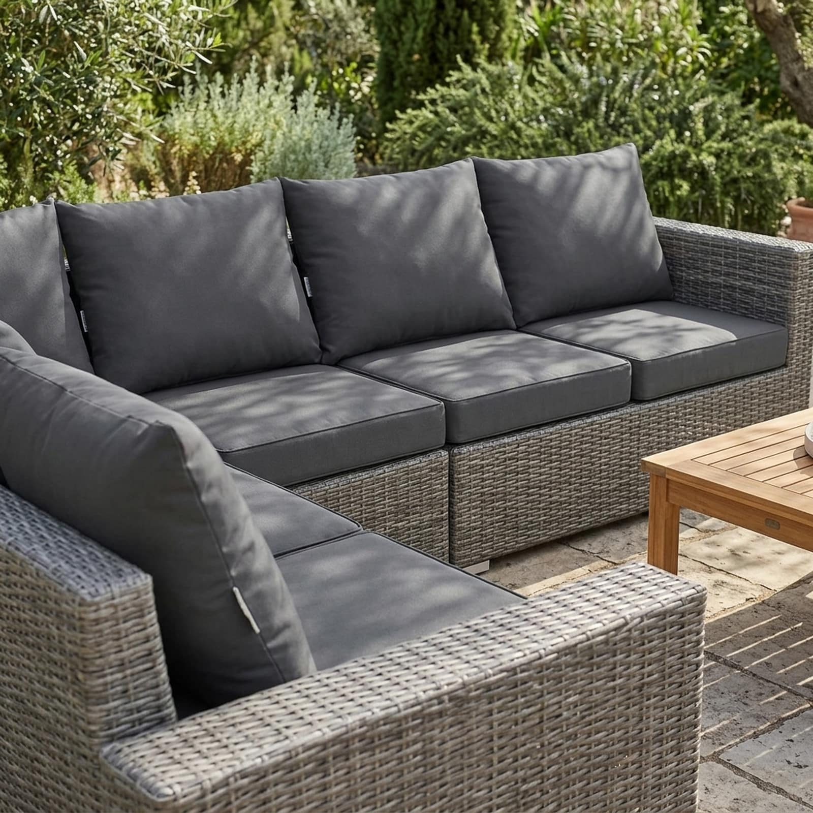 SUGIFT - Deep Seat Patio Chair Cushions Set of 6 with Rope Belts and Removable Covers Waterproof ...