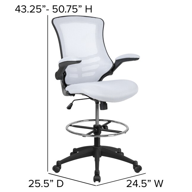 Flash Furniture White Mesh Contemporary, Drafting Stools With Arms