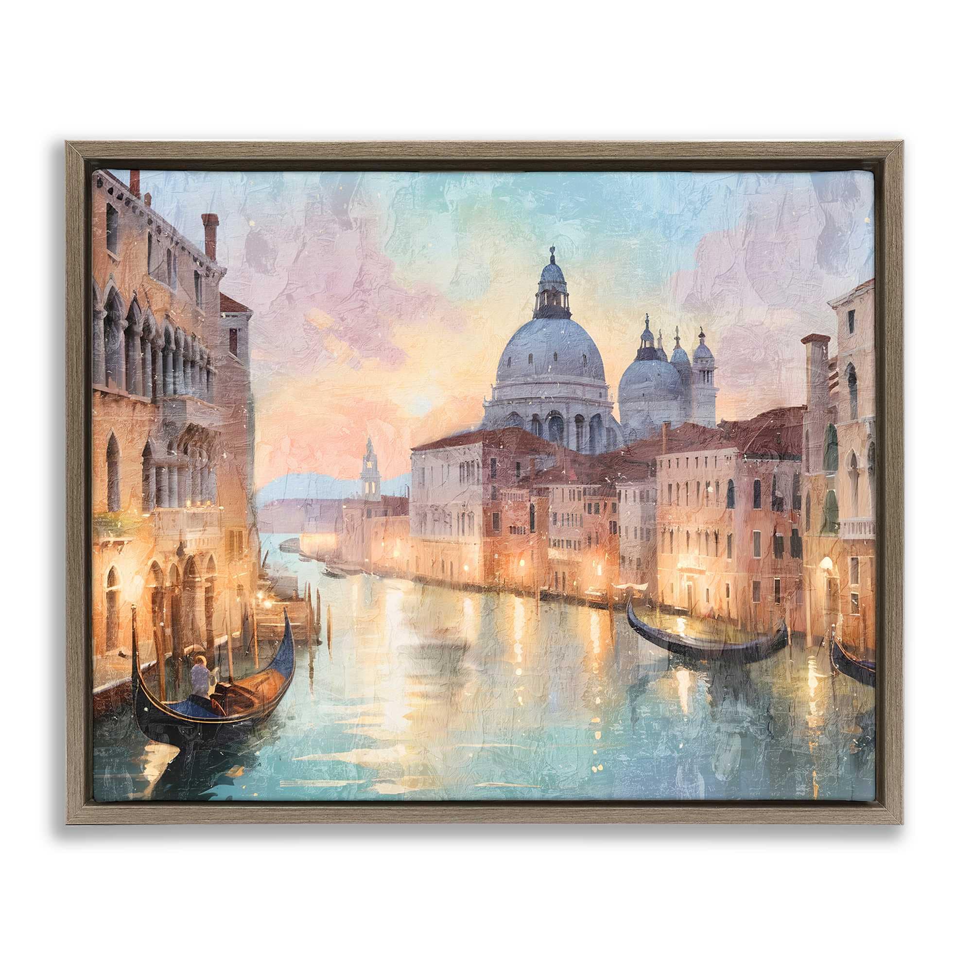 Stupell Industries BS-005-FFE-16X20 Scenic Venetian Canal Brown Framed Floater Canvas Wall Art By Kim Allen 21 x 17