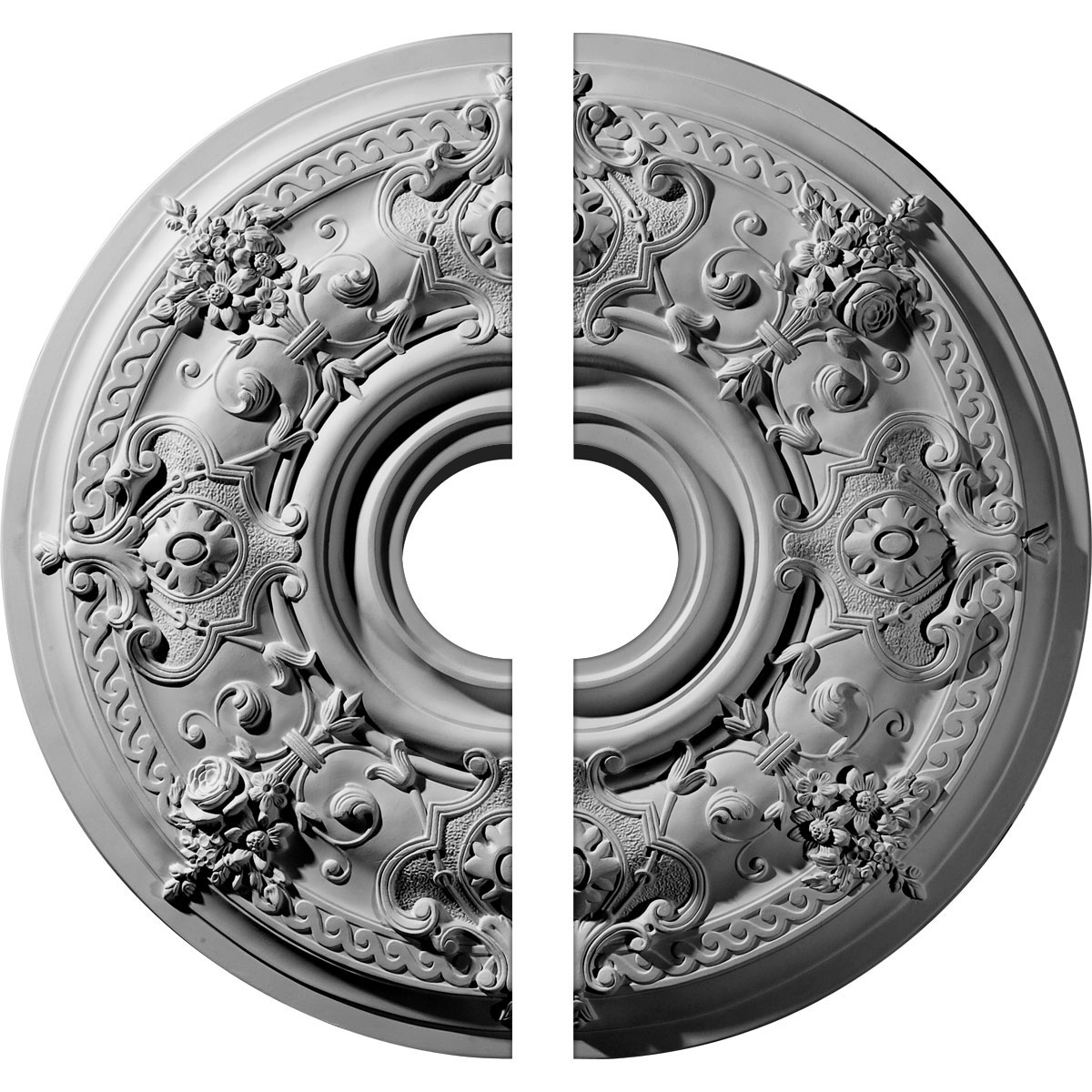 Ekena Millwork CM29DA2-06000 Darnay 29.25-in W x 29.25-in L Traditional White Urethane Split Ceiling Medallion
