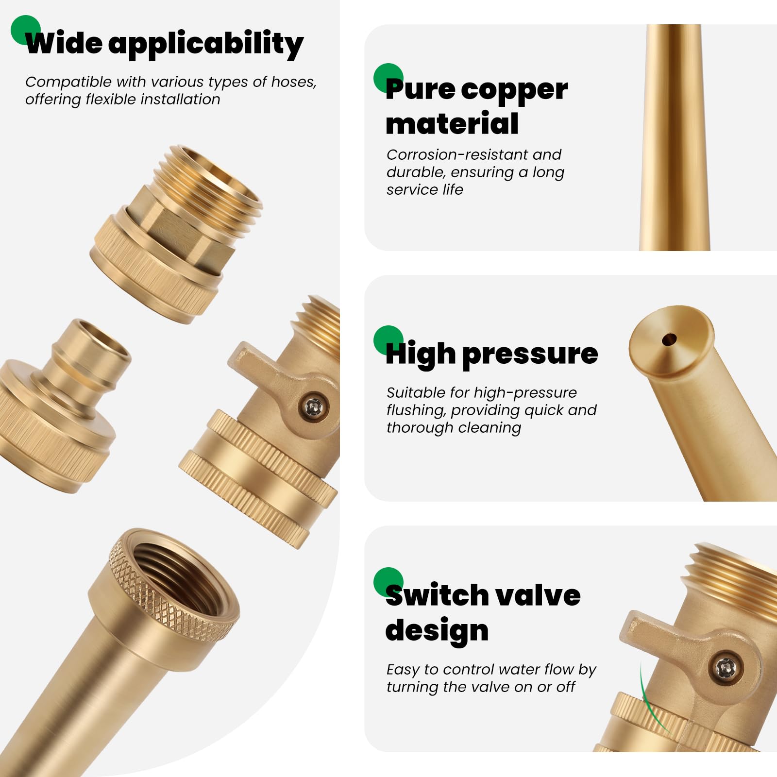 GOSEN コキュートス　4ug6 Justincity 6 Inch Brass Garden Water Hose Nozzle Kit High Pressure