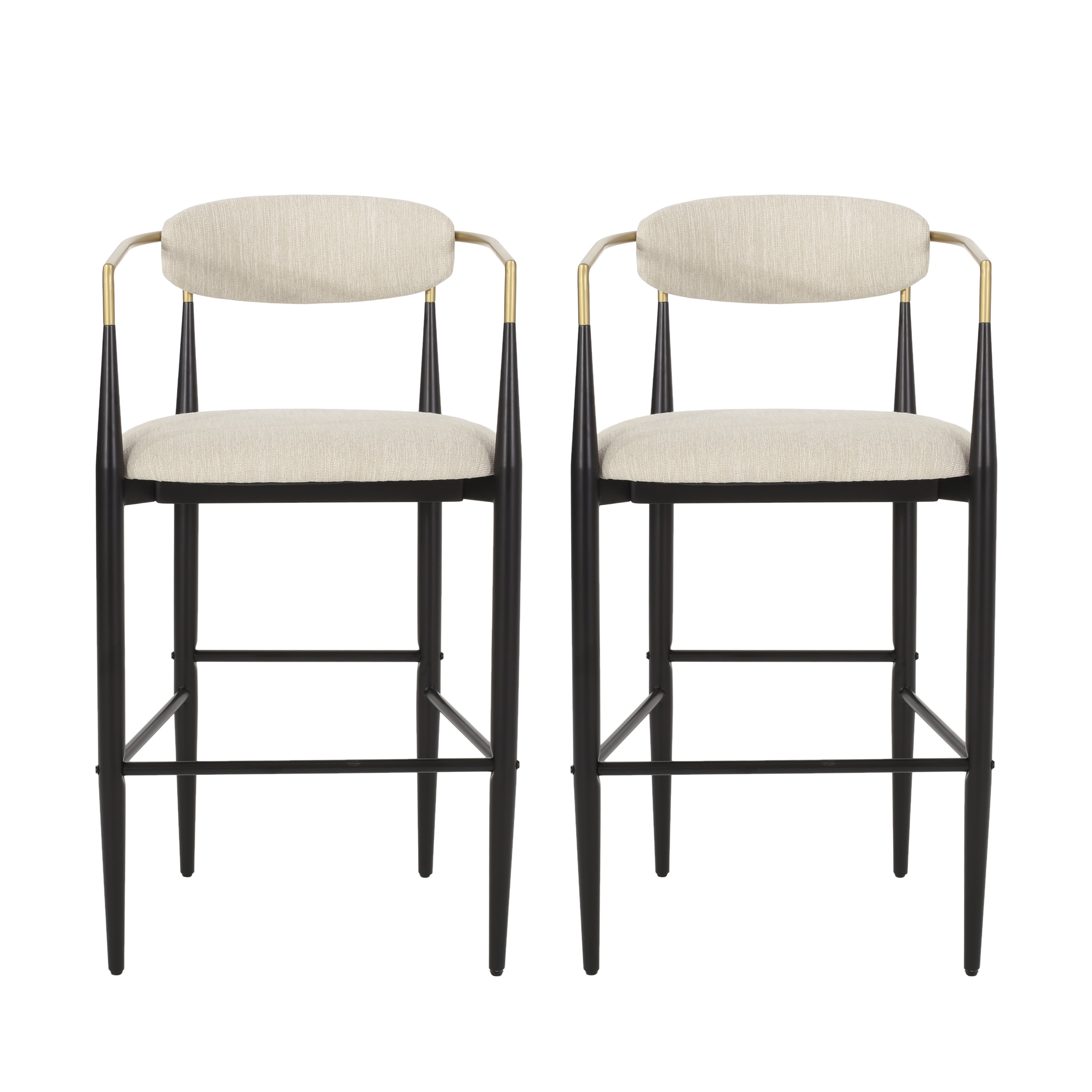 Best Selling Home Decor 317613 Beige 29.75-in H Bar height Upholstered Metal Bar Stool 2 -Pack