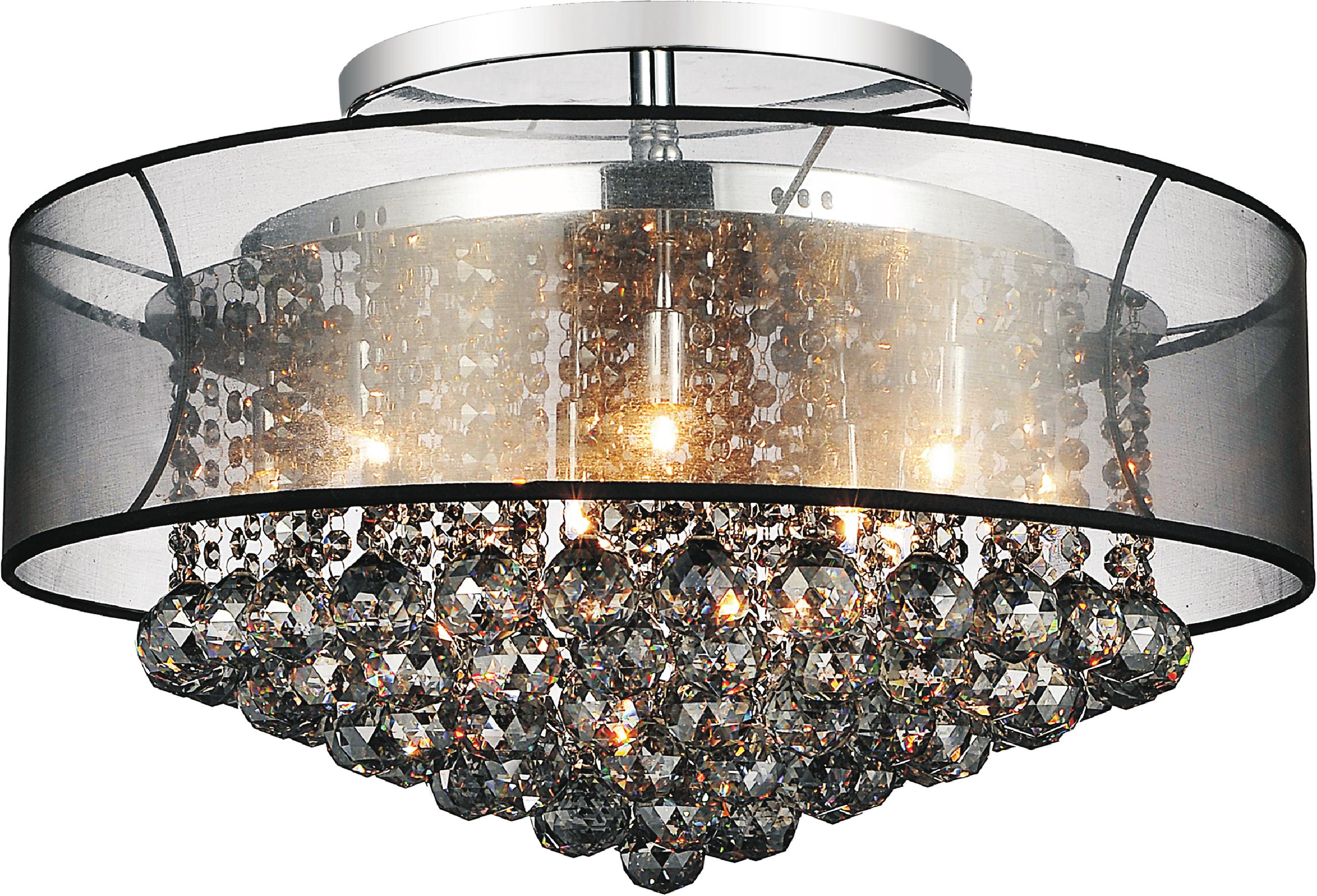 CWI Lighting 5062C24C (SMOKE+ B) Radiant 12-Light 24-in Chrome Flush Mount Light
