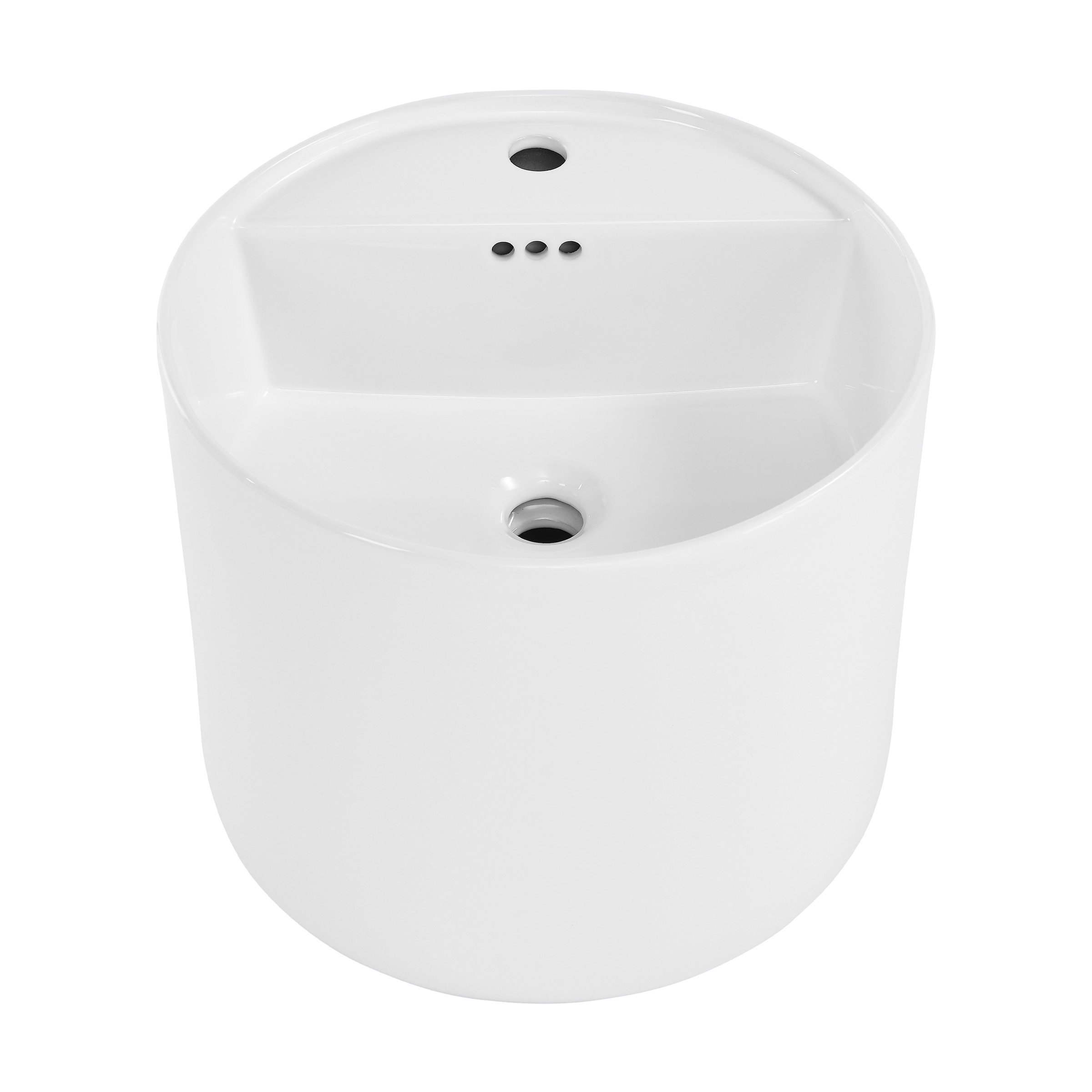 Swiss Madison SM-25-WSTRO04WH Trocadero Ceramic Wall-mount Round Modern Glossy White Bathroom Sink ( 18-Inches x 18-Inches )