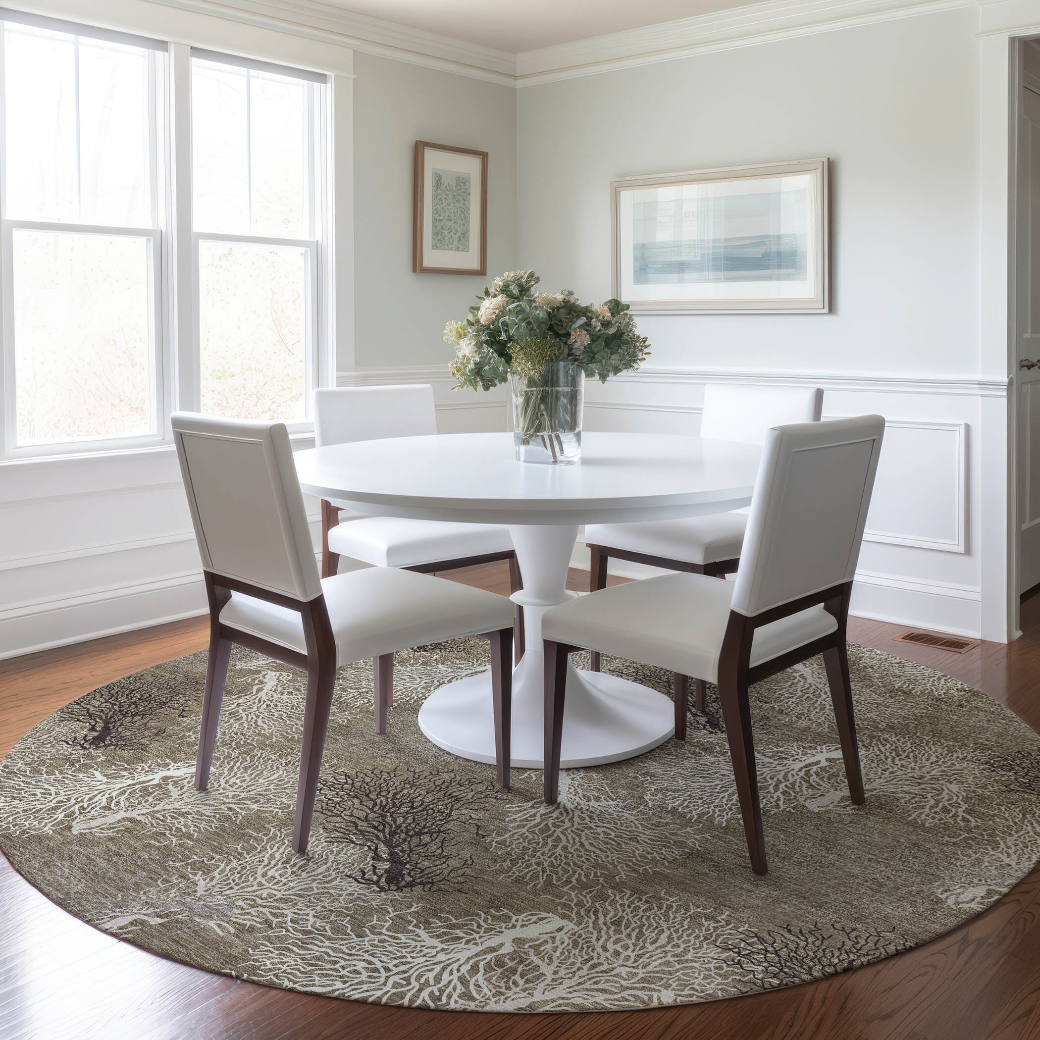 Addison Rugs AMF182LA8RO Mayfield AMF182LA 8 x 8 (ft) Loomed Polyester Latte Round Indoor Geometric Machine washable Area rug