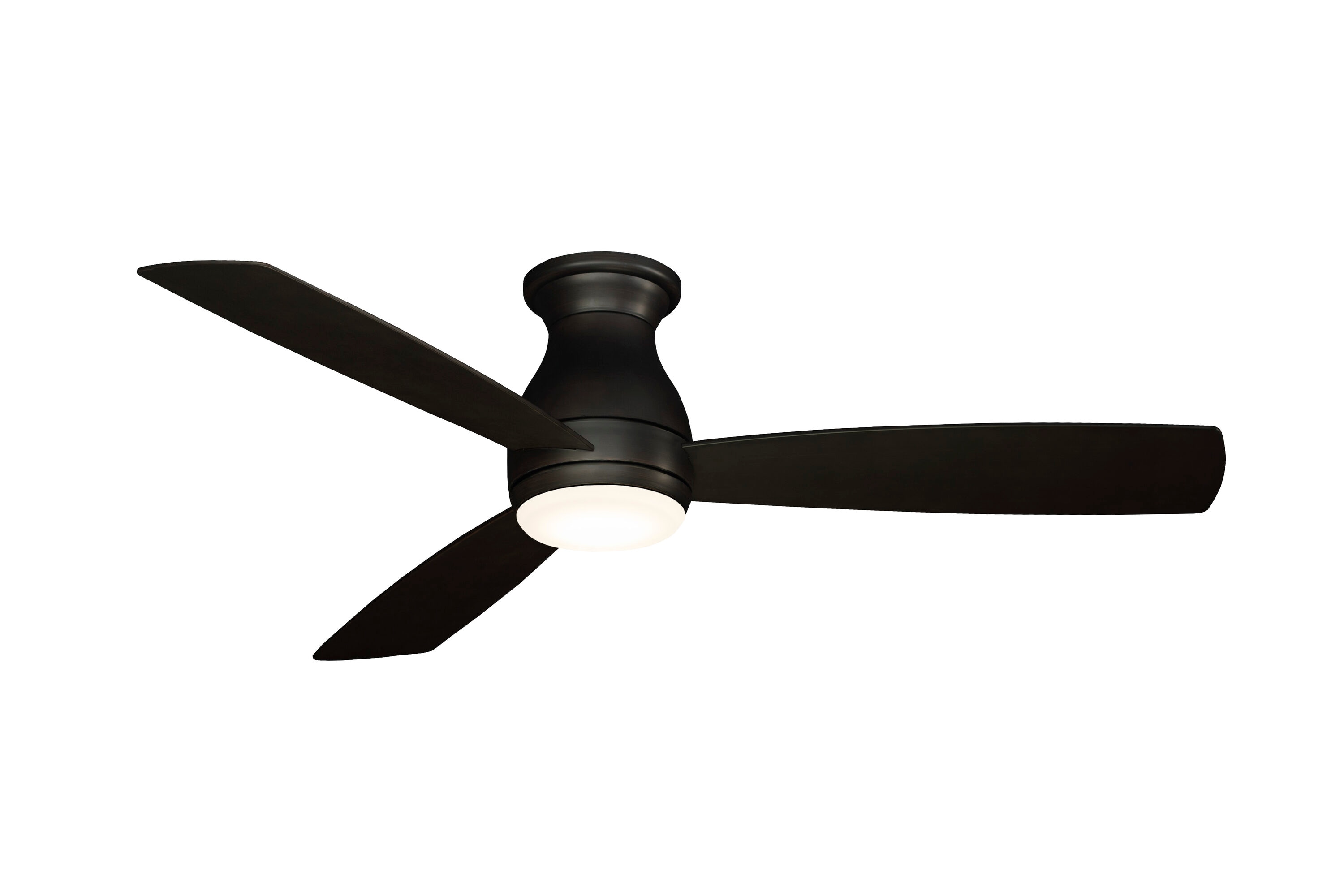 Fanimation FPS8355BDZW Hugh 52-in Dark Bronze Integrated LED Indoor/Outdoor Flush Mount Ceiling Fan with Light and Remote (3-Blade)