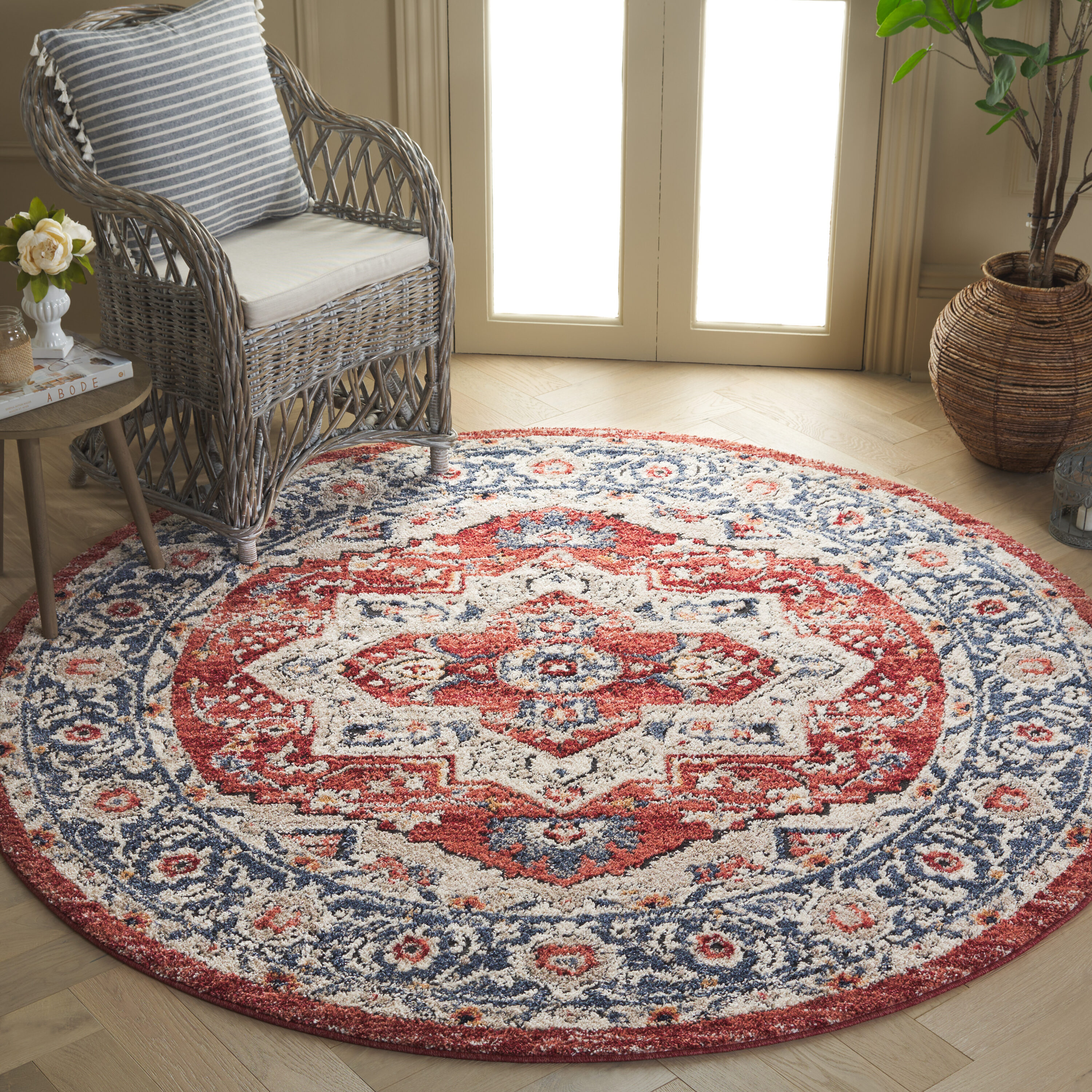 Safavieh Luna 105B Beige/Blue Rust 7 x 7 Area rug in the Rugs ...