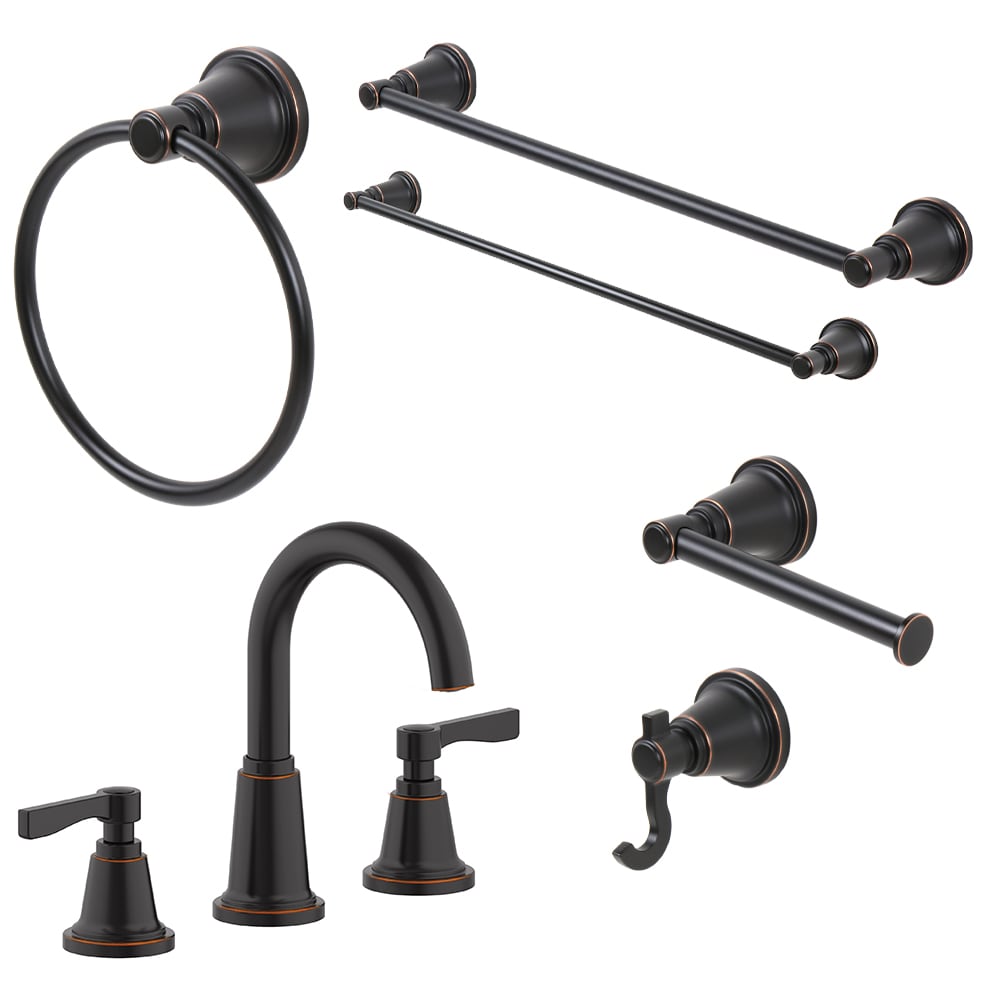 Shop allen + roth Townley Oil Rubbed Bronze 2-handle widespread Faucet ...